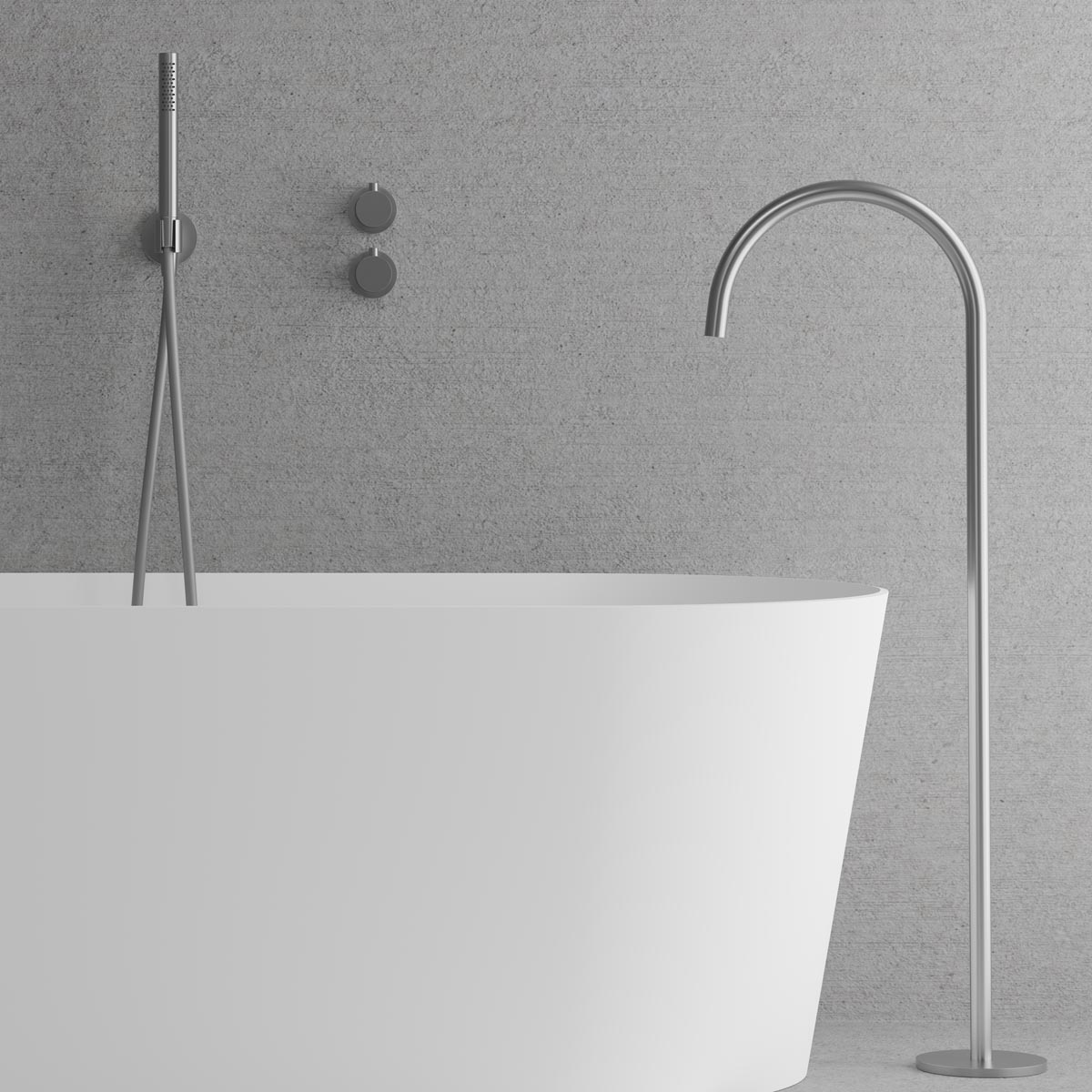 Takduschset Scandtap Steel Harmonized Bliss 4 med Badkarsfblandare för Inbyggnad | badrum - duscharmatur - takdusch | KakelKungen