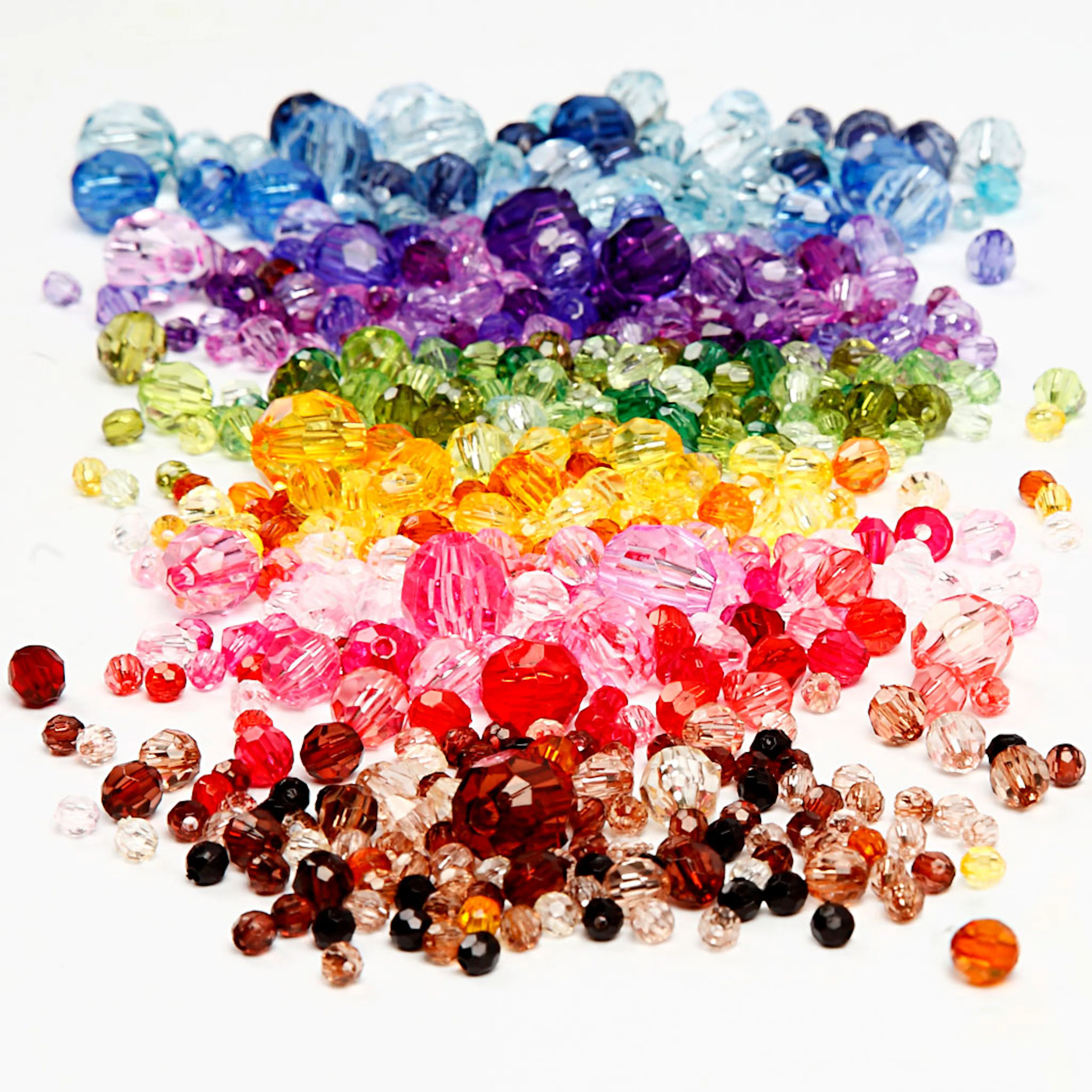 Plastperler Creativ Company Harmoni Facettperlemix Ass Farger D4-12 mm Hullstr 1-2,5 mm 7x250 g/1 Pk