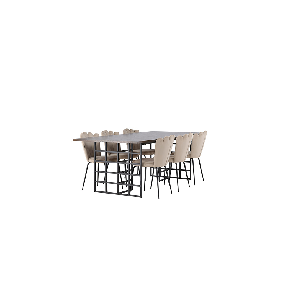 Spisegruppe Venture Home Ystad med 6 stk Limhamn Light Stoler