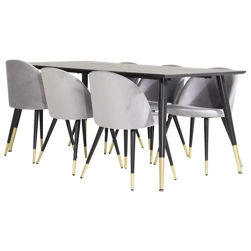 Spisegruppe Venture Home Dipp med 6 Velvet Stoler
