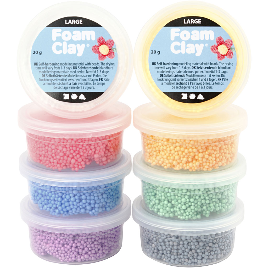 Modelleringsmateriale Creativ Company Foam Clay Large Ass Farger 8x20 g/1 Pk