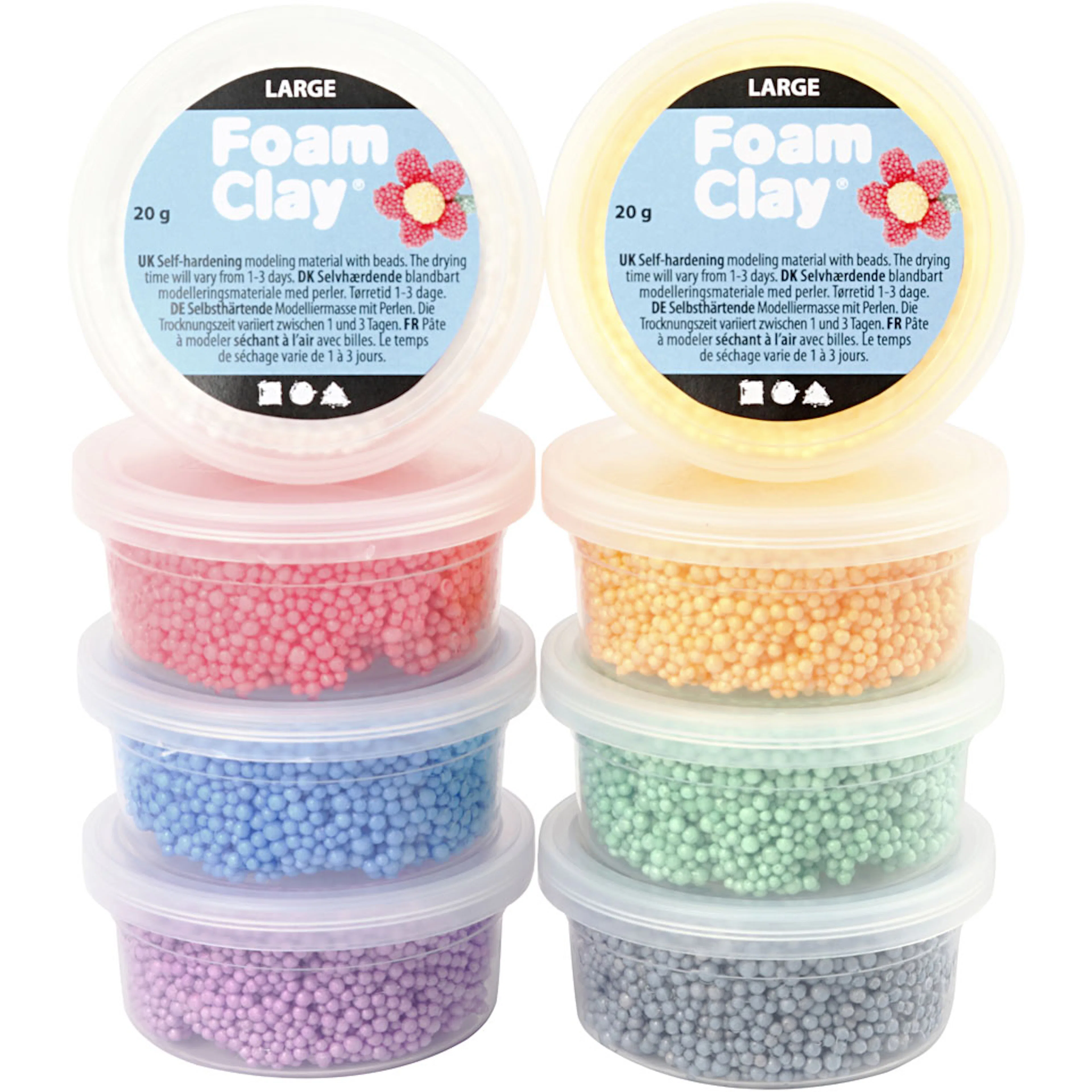 Modelleringsmateriale Creativ Company Foam Clay Large Ass Farger 8x20 g/1 Pk