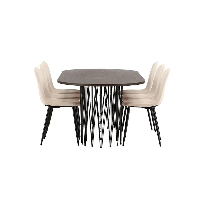 Spisegruppe Venture Home Stone med 6 Polar Stoler Fløyel