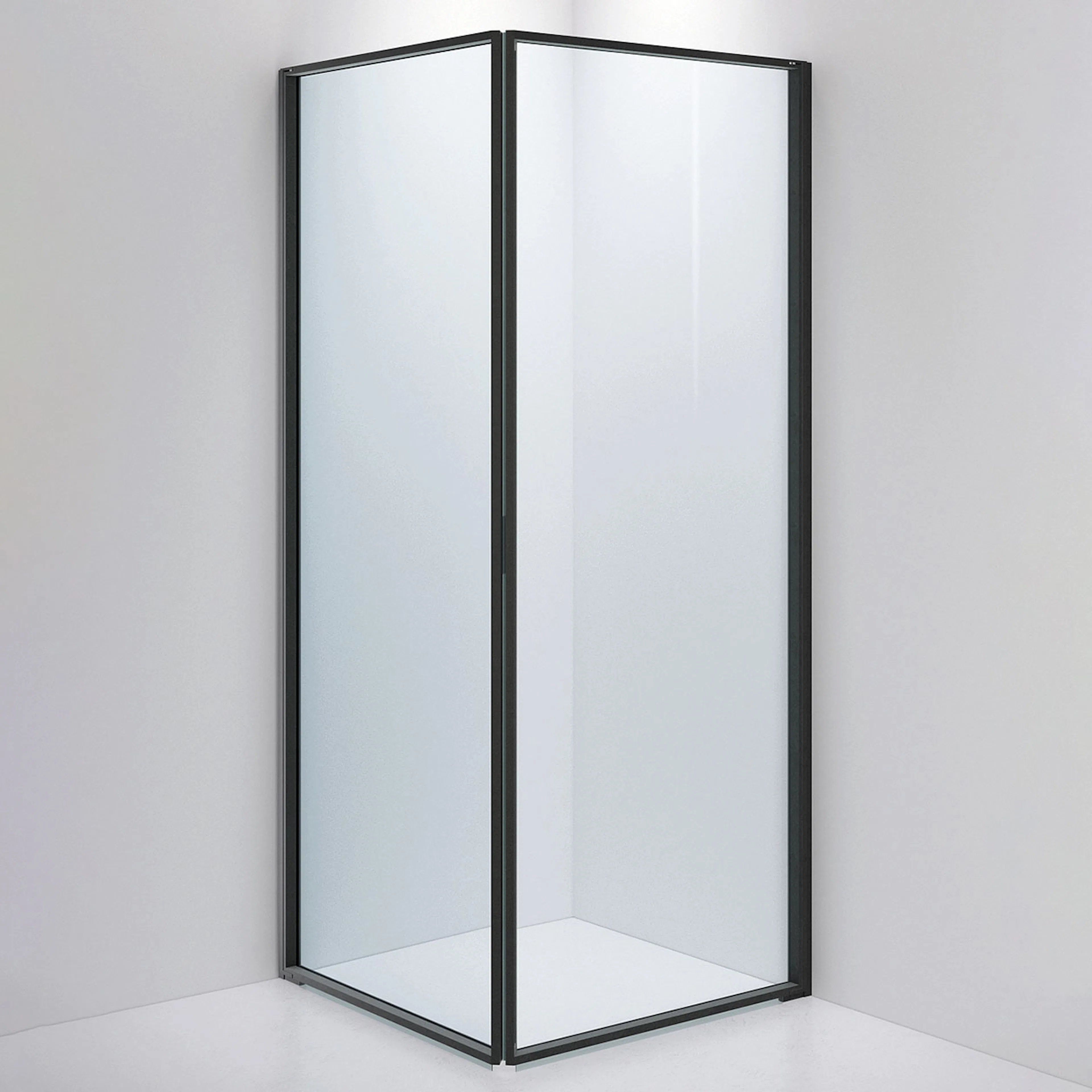 EDGE 12,Clear, Onyx,Yttermått 900x900,Höjd 2150. 900x900 mm, Profil: Onyx, Glas: Klarglas