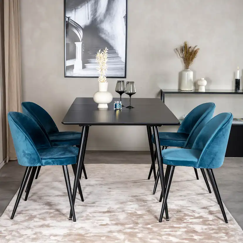 Spisegruppe Venture Home Silvia med Innleggsplate og 4 Valentina Stoler