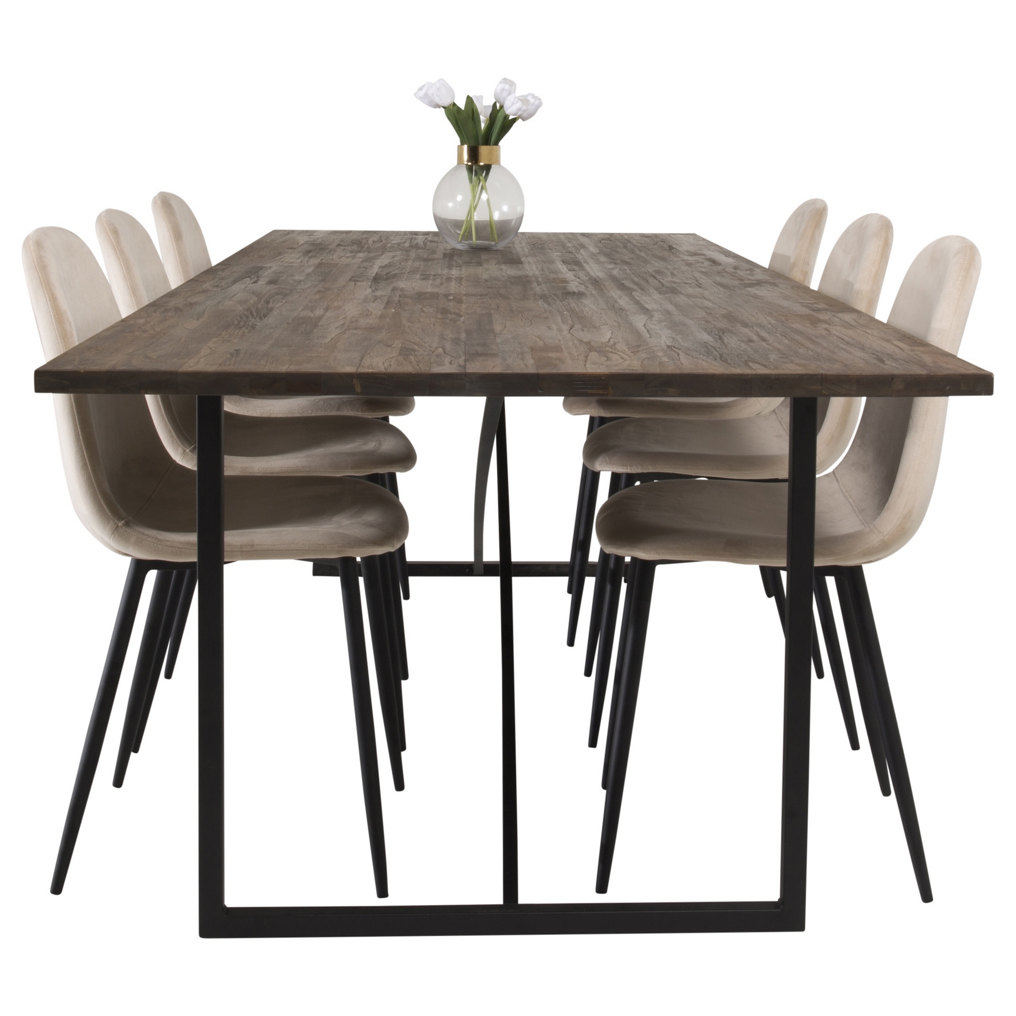 Spisegruppe Venture Home Peo med 6 Pobbie Stoler Fløyel