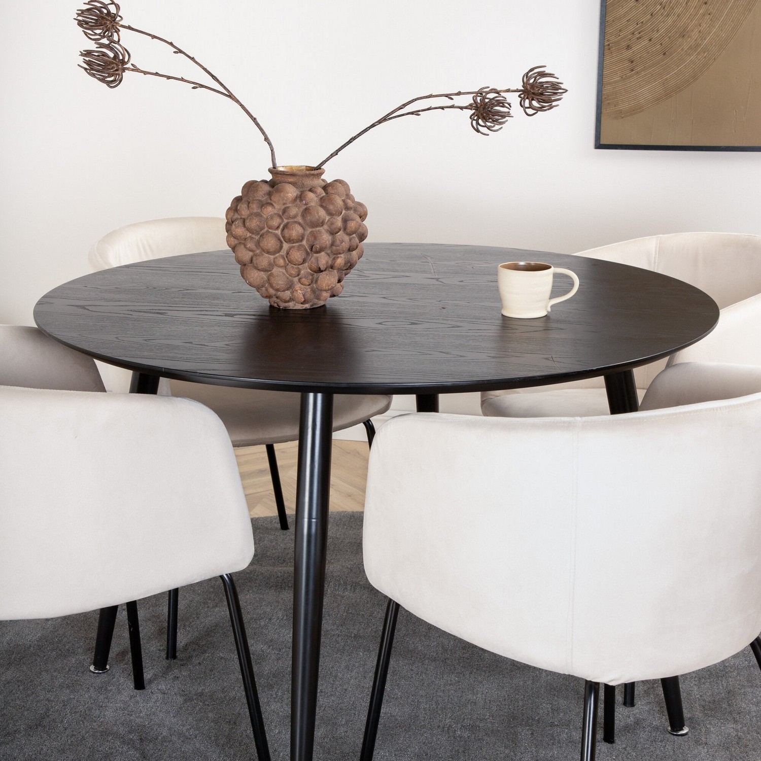 Spisegruppe Venture Home Dipp Ø115 cm med 4 Berit Stoler