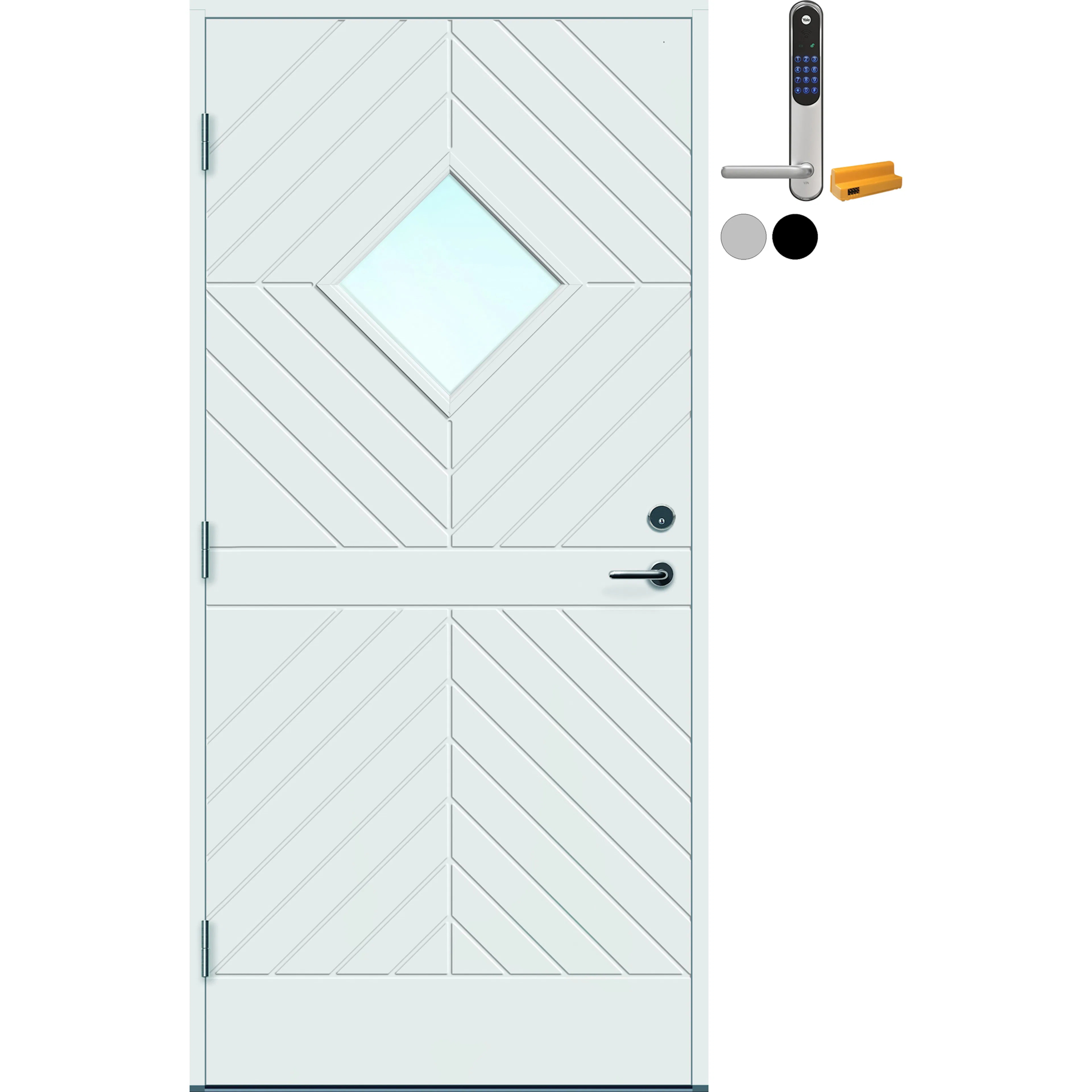 DØR YD TRYSIL 10X20H HV BYGG1 og Yale Entrus BxH: 100x200 cm - Høyre, NCS S-0502-Y, Hvit