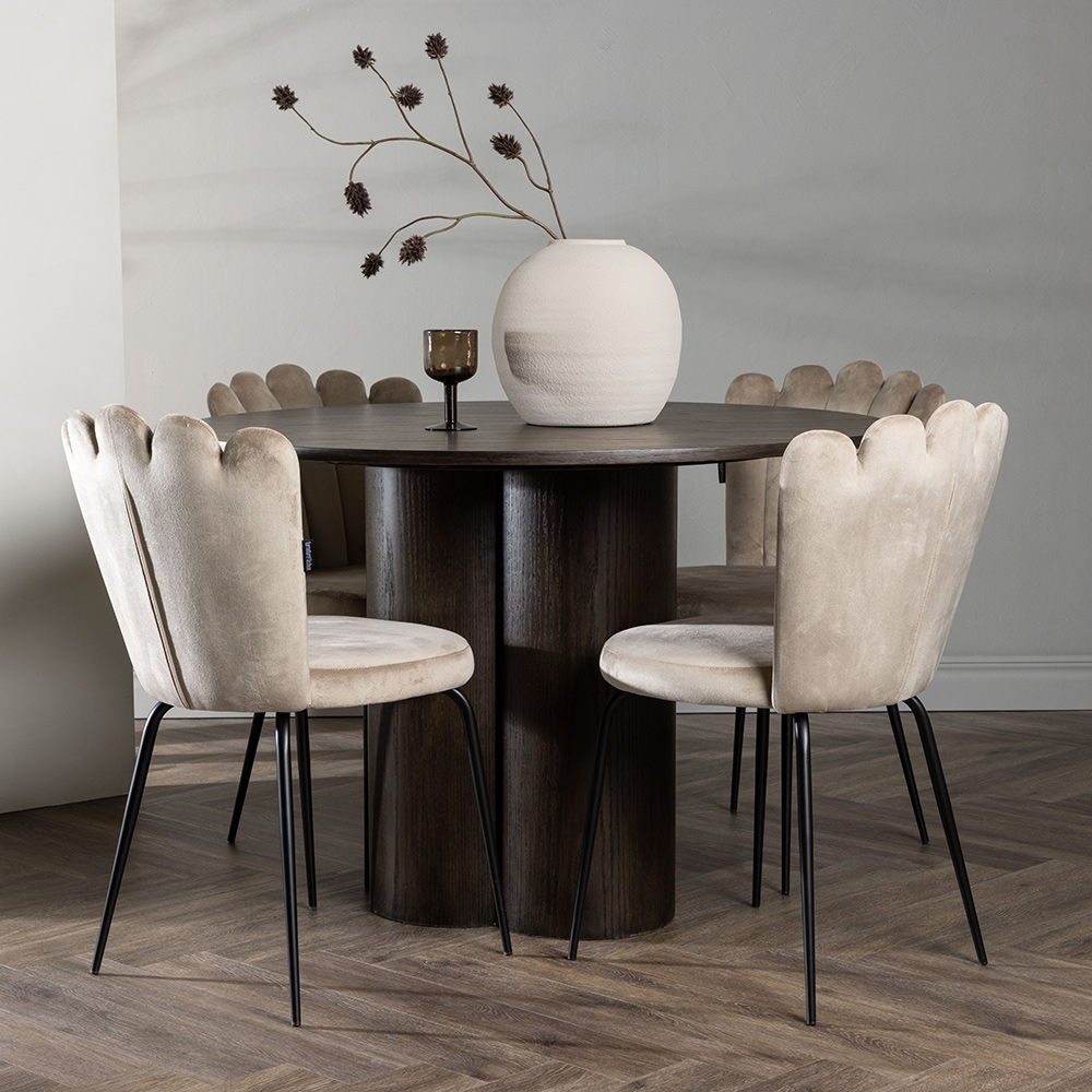 Spisegruppe Venture Home Olivia Ø 110 cm med 4 Limhamn Stoler