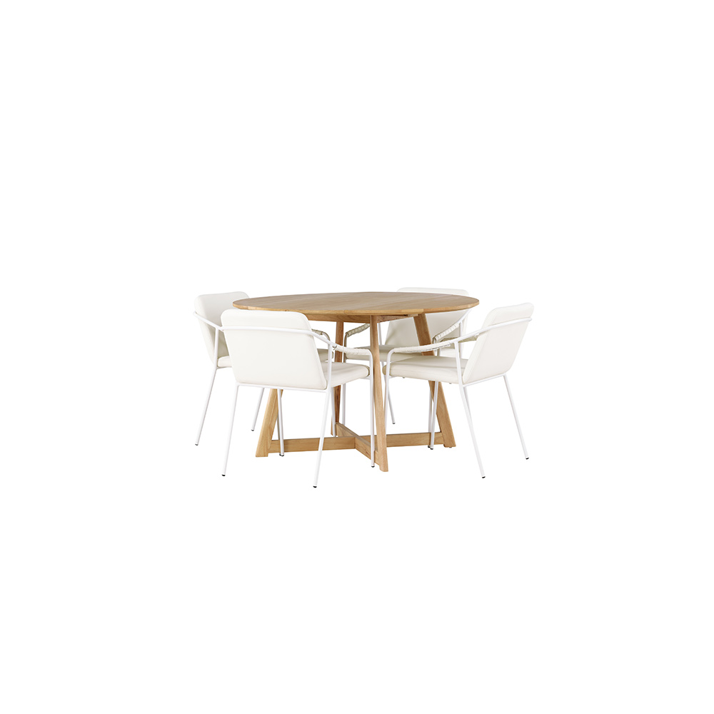 Spisegruppe Venture Home Yakidon Ø120 cm med 4 stk Tvist Stoler