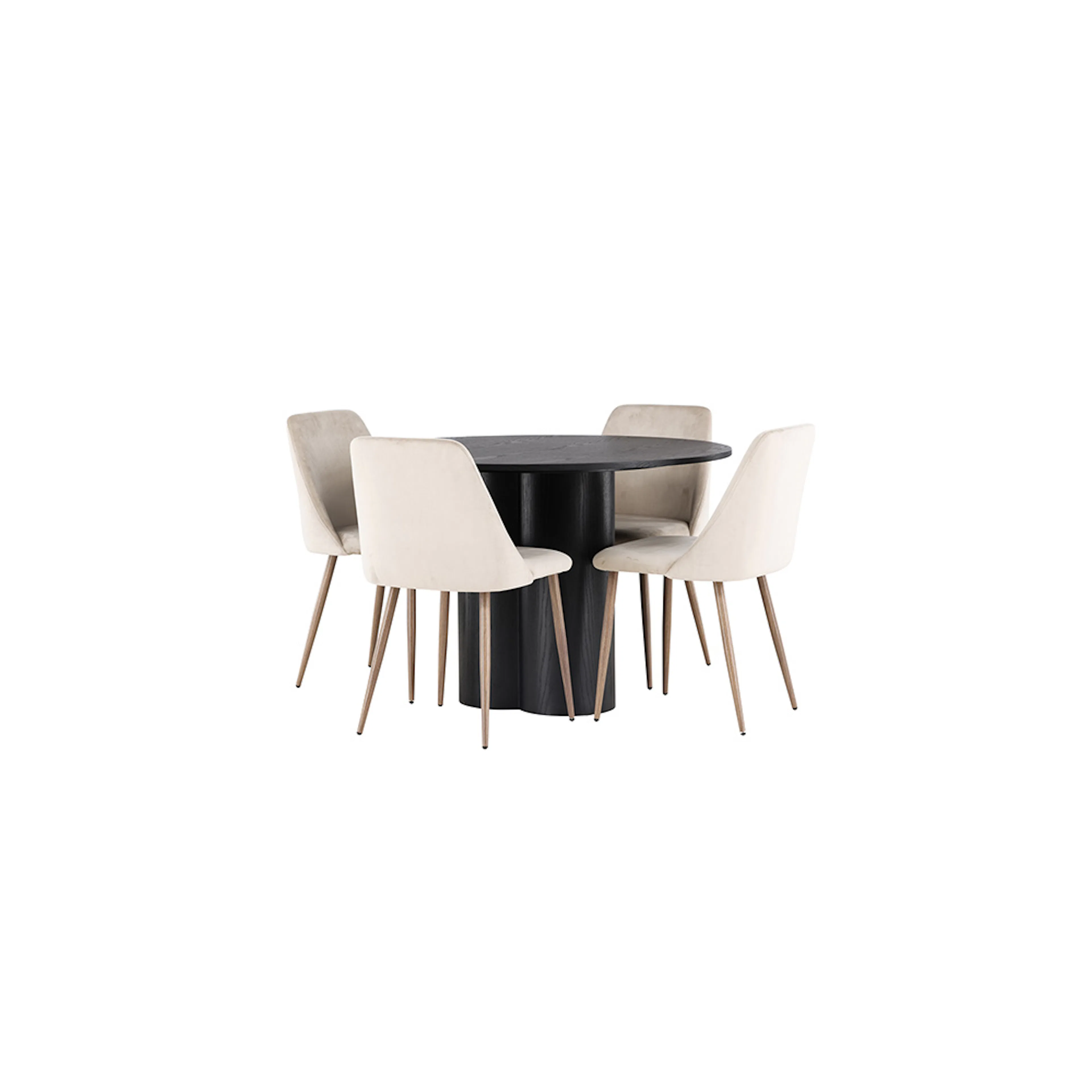 Spisegruppe Venture Home Olivia Ø110 cm med 4 stk Night Stoler