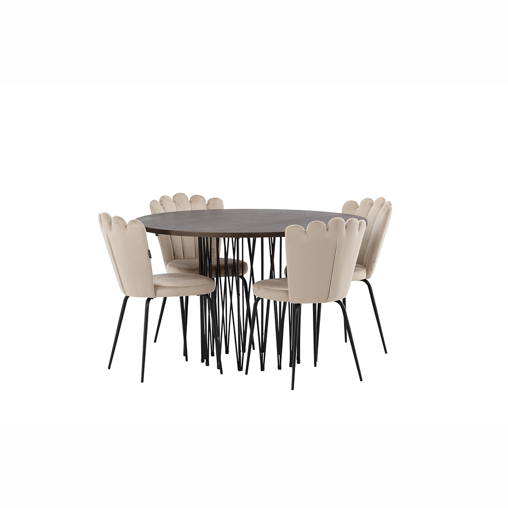 Spisegruppe furniture/fashion Stone Ø120 cm med 4 Limhamn Light Stoler