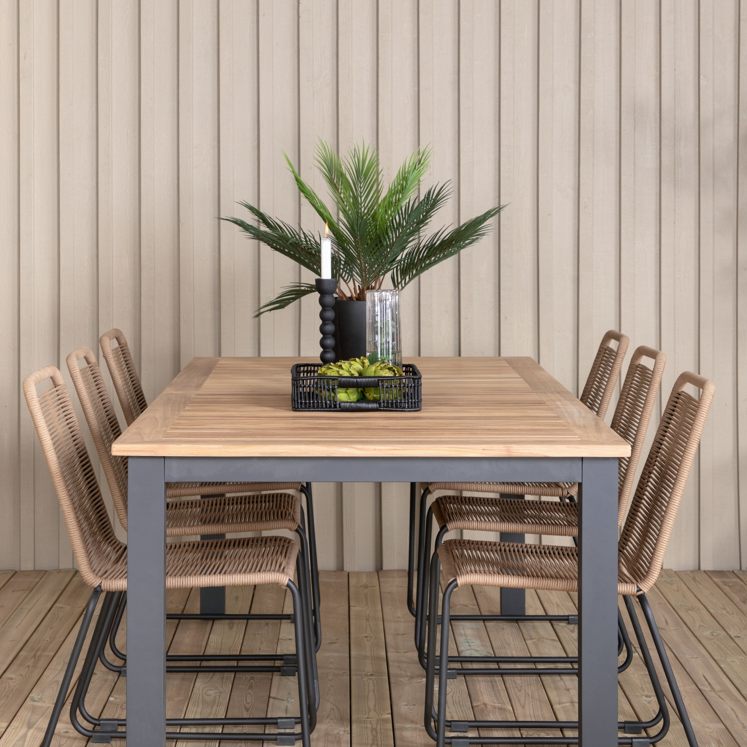 Spisegruppe Venture Home Perla 224 med 6 Leon Stablebare Spisestoler