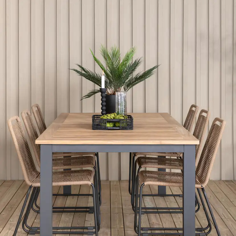 Spisegruppe Venture Home Perla 224 med 6 Leon Stablebare Spisestoler
