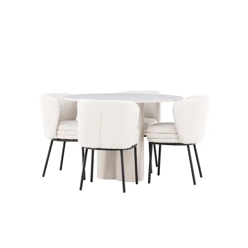 Spisegruppe Venture Home Olivia Ø110 med 4 stk Agnes Stoler