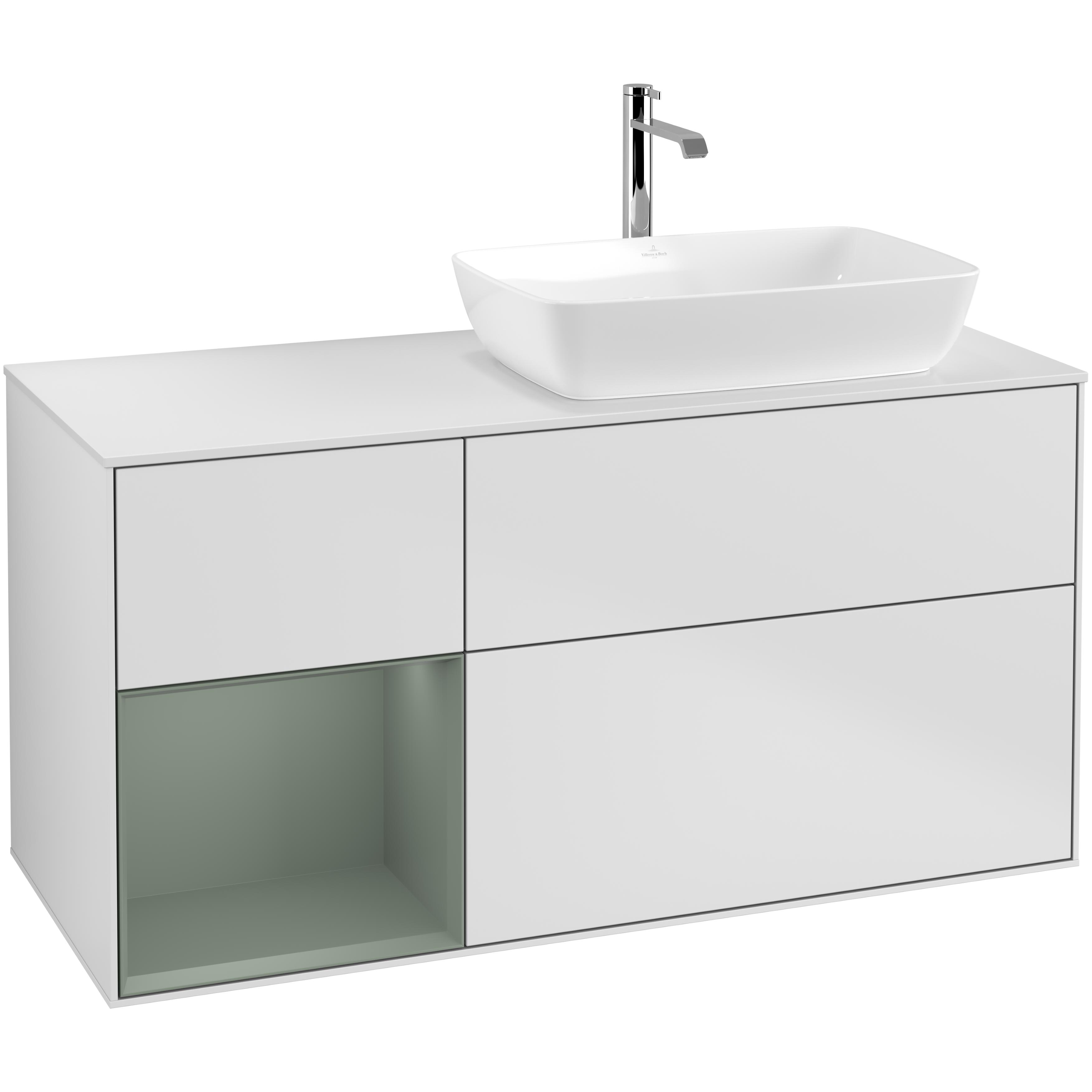 Tvättställsskåp Villeroy & Boch Finion med 3 Lådor Hylla och Bänkskiva för Ocentrerat Tvättställ från Artis & Collaro