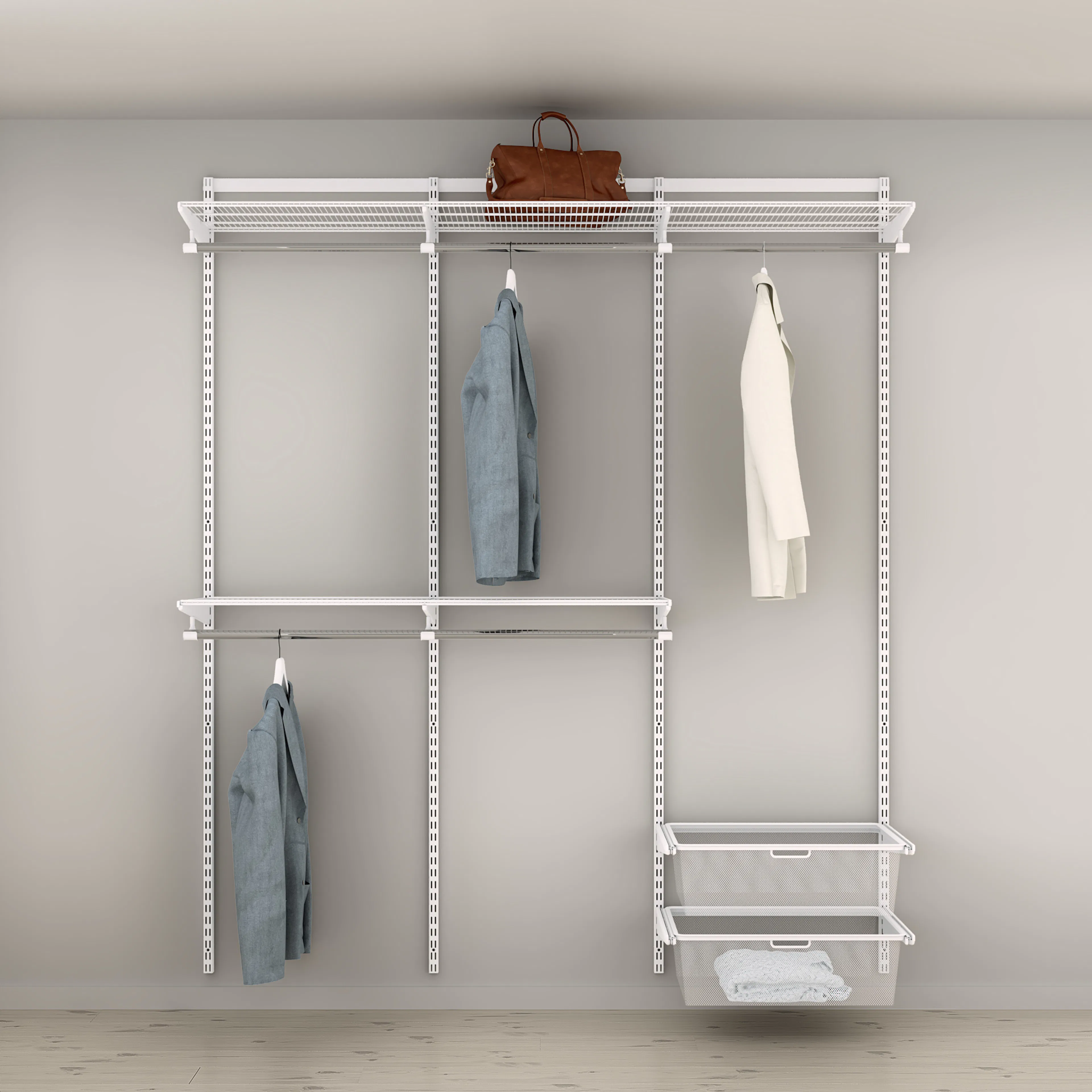 Innredningsløsning Elfa Garderobe Nr 16 Hvit B: 1855 mm
