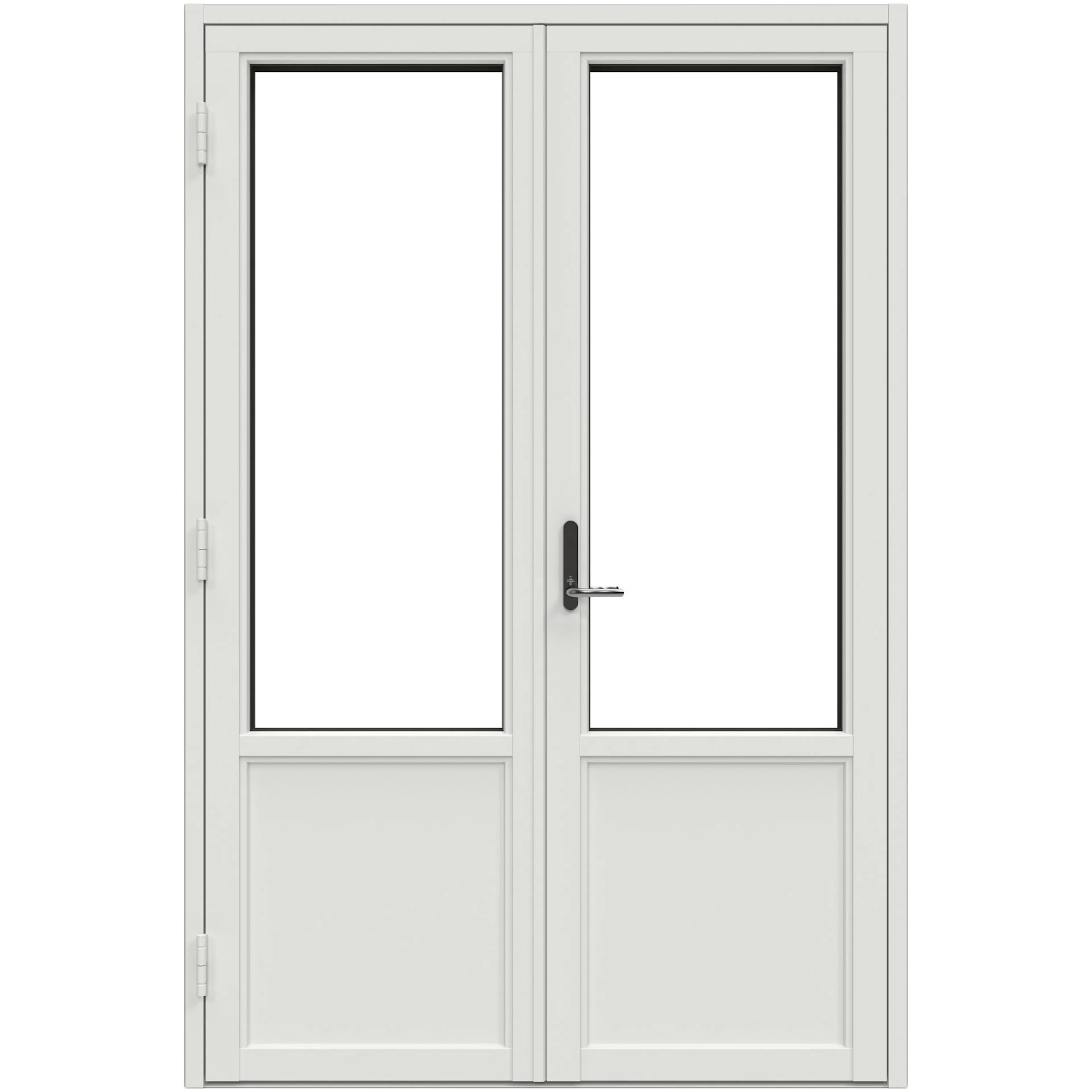 DØR BX NTECH 0,8 16X21 B501 H HV ALU BxH: 160x210 cm, Høyre, Brystn 50 cm, 3-lag glass, U:0,8, Tre/Alu
