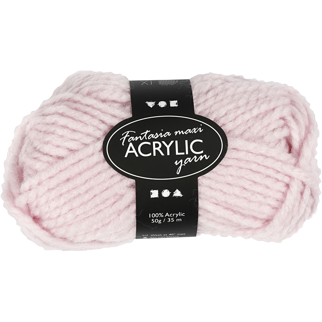 Fantasia Akrylgarn, ljusröd, L: 35 m, stl. maxi , 50 g/ 1 ny Lyserød