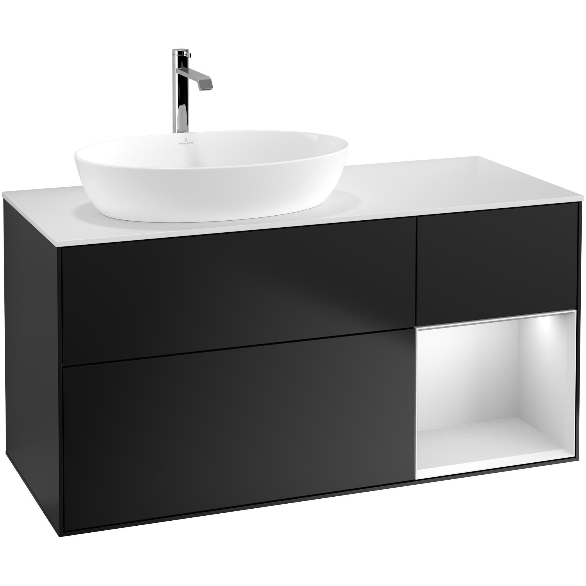 Tvättställsskåp Villeroy & Boch Finion med 3 Lådor Hylla och Bänkskiva för Ocentrerat Tvättställ från Artis & Collaro