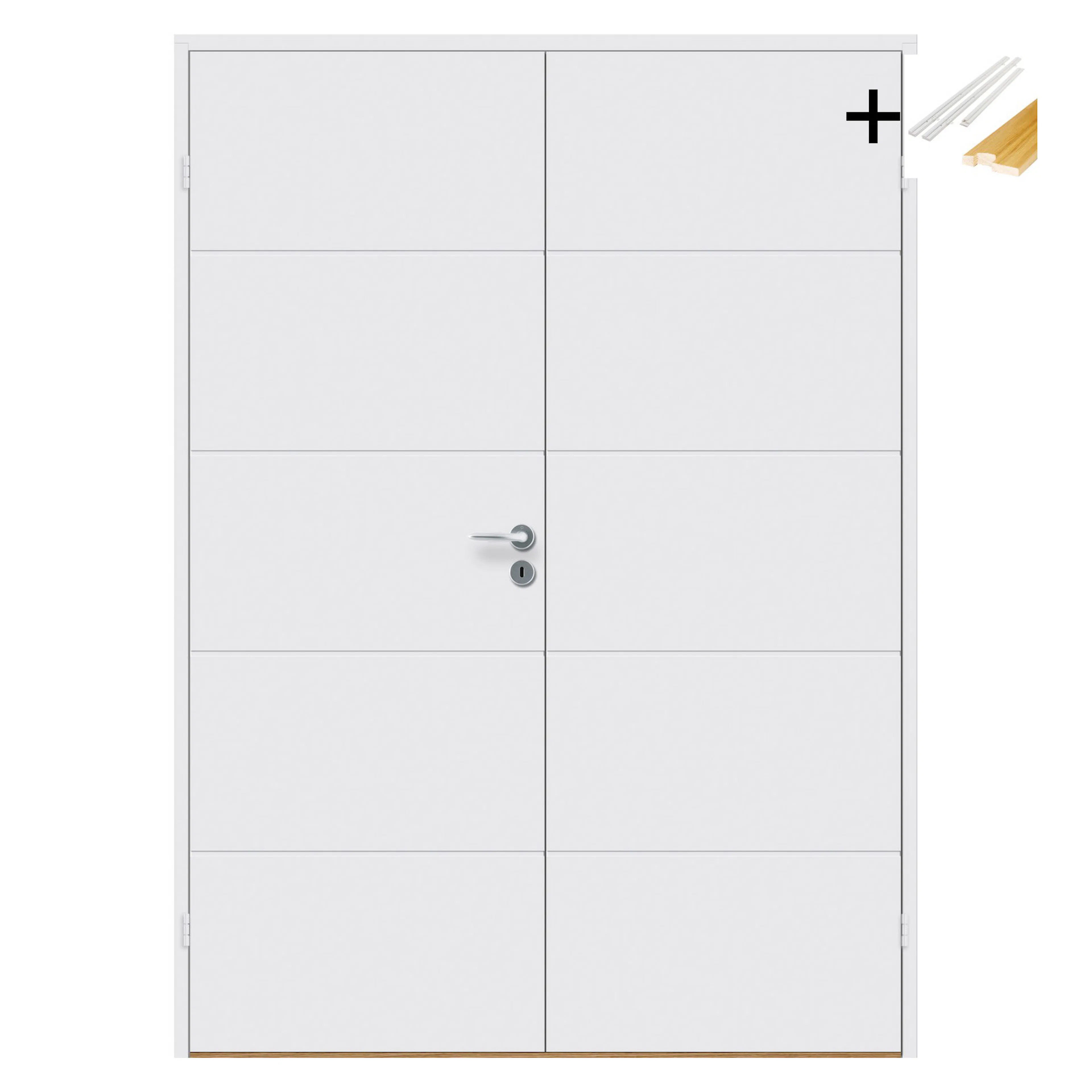 DØRBL TF QUATRO KOMPAKT 13X20 HV B1 med Karmsett BxH: 133x200 (dørbladmål: 62,5+62,5x194), NCS S-0502-Y, Hvit