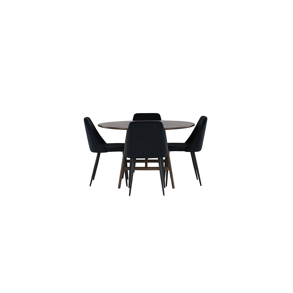 Spisegruppe Venture Home Kaseidon Ø100 cm med 4 stk Night Stoler
