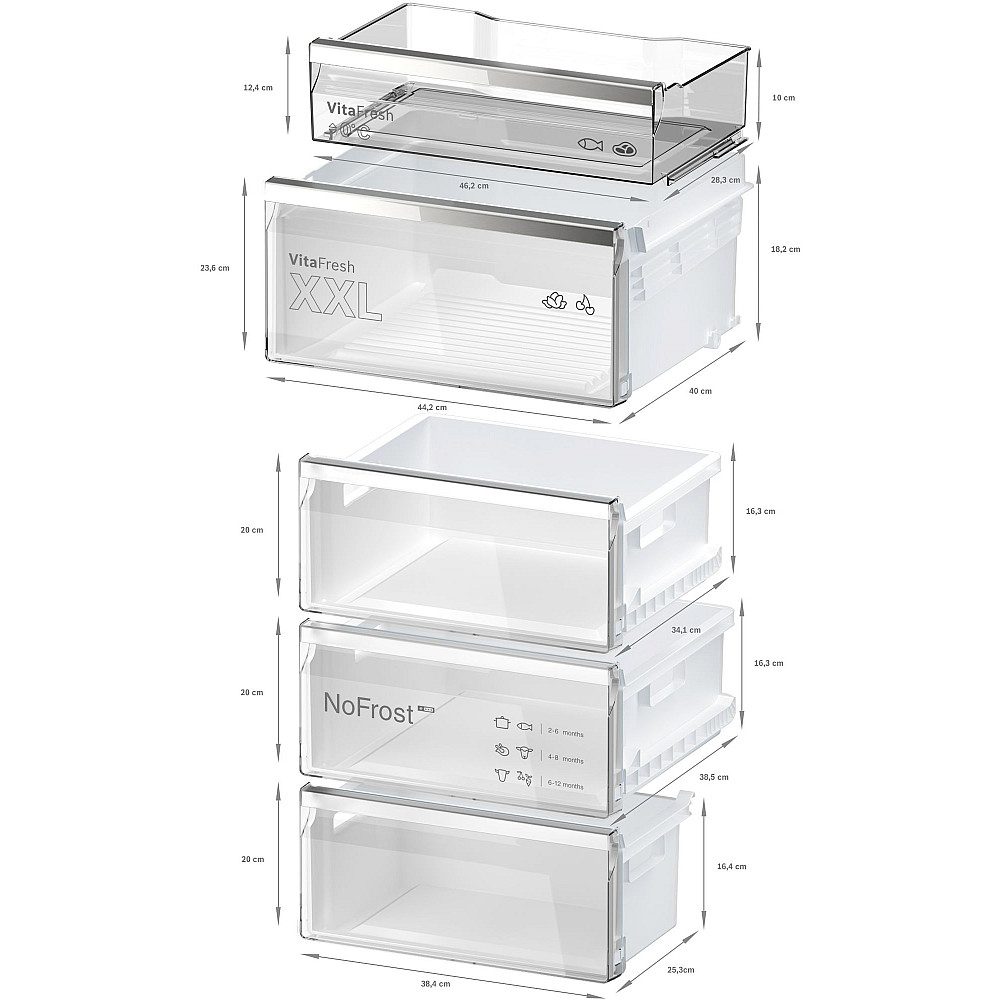 Frittstående Kjøleskap/Fryser Bosch Serie 6 KGN39AIAU Rustfri med LED-Belysning