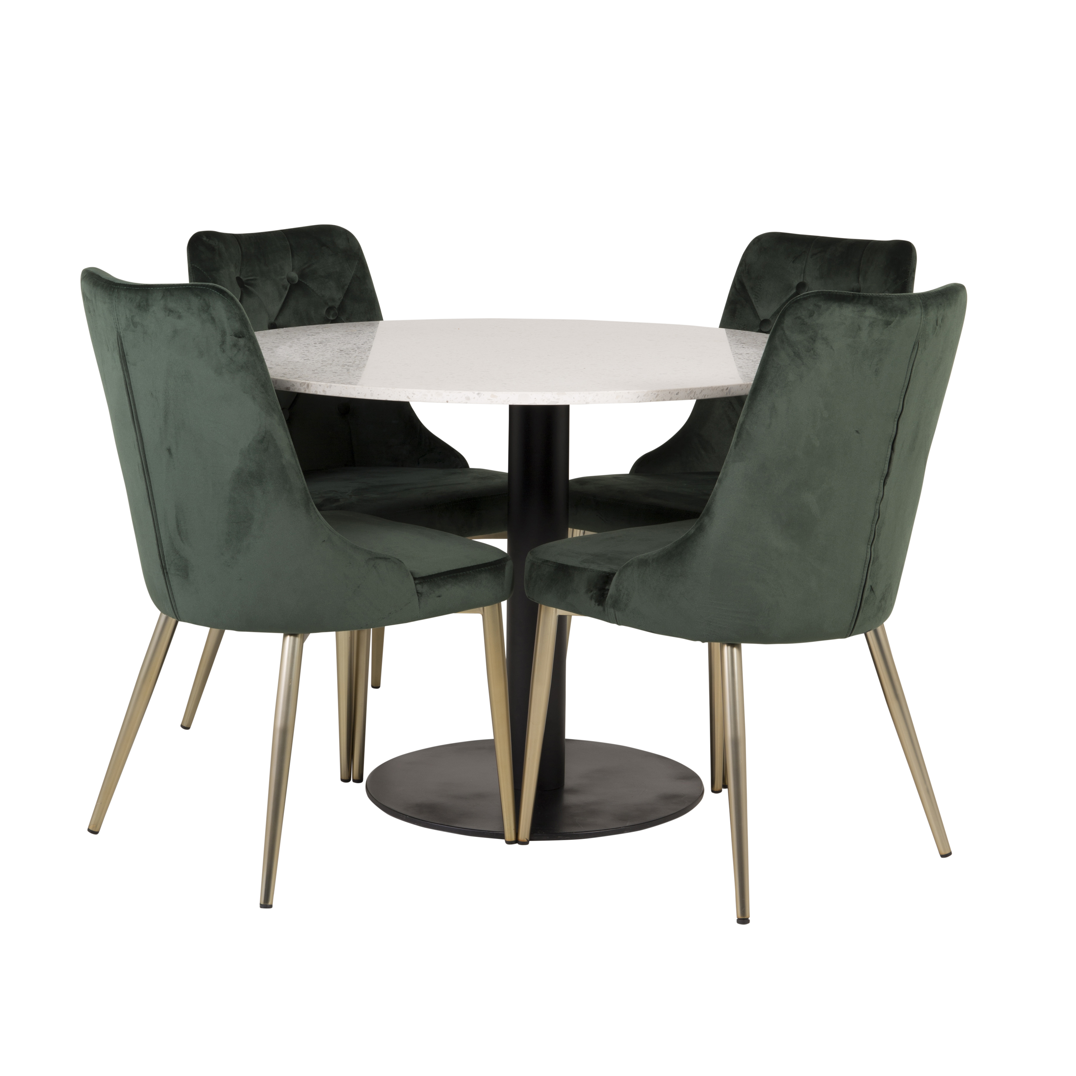Spisegruppe Venture Home Roxanna HHvitBord med 4 Vera Stoler Fløyel