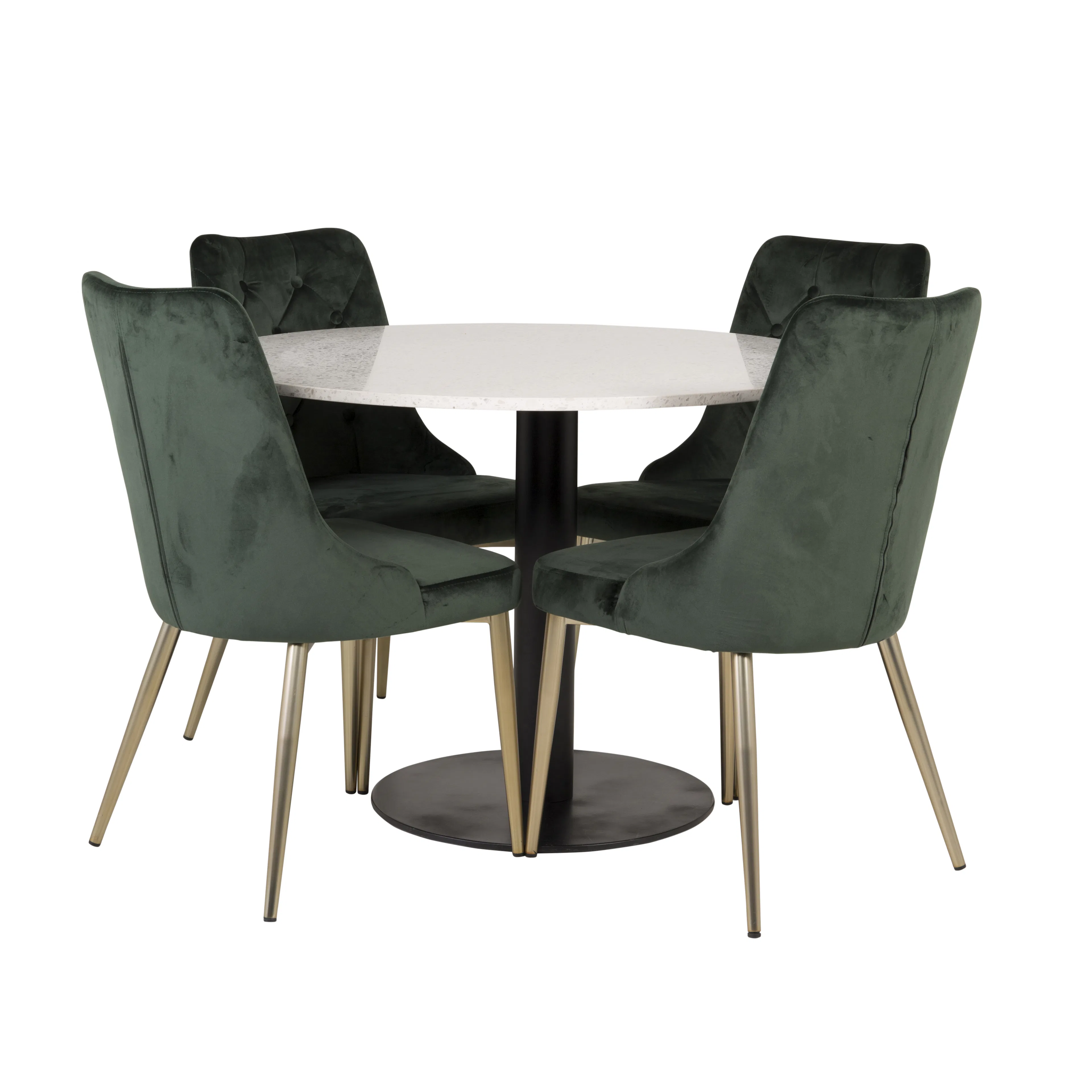 Spisegruppe Venture Home Roxanna HHvitBord med 4 Vera Stoler Fløyel