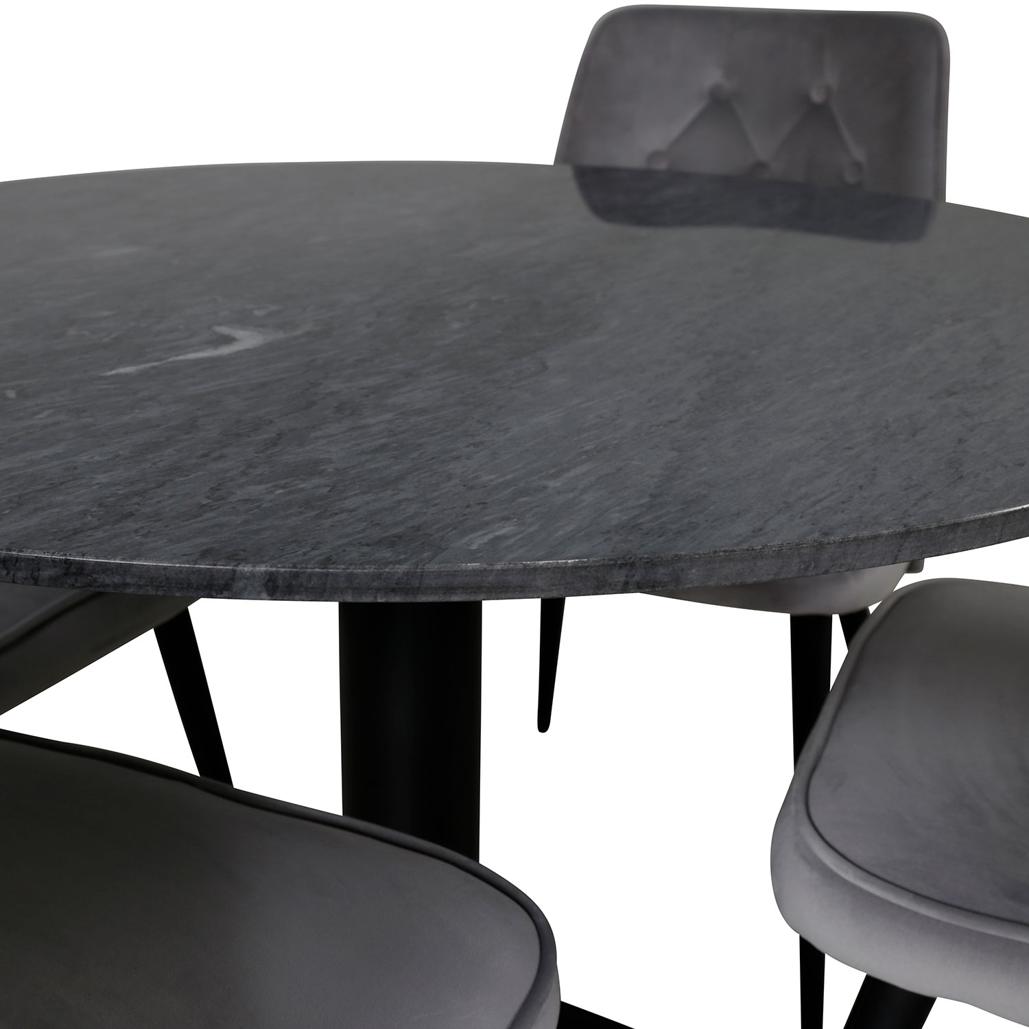 Spisegruppe Venture Home Estelle Ø106 med 4 Velvet Deluxe Stoler