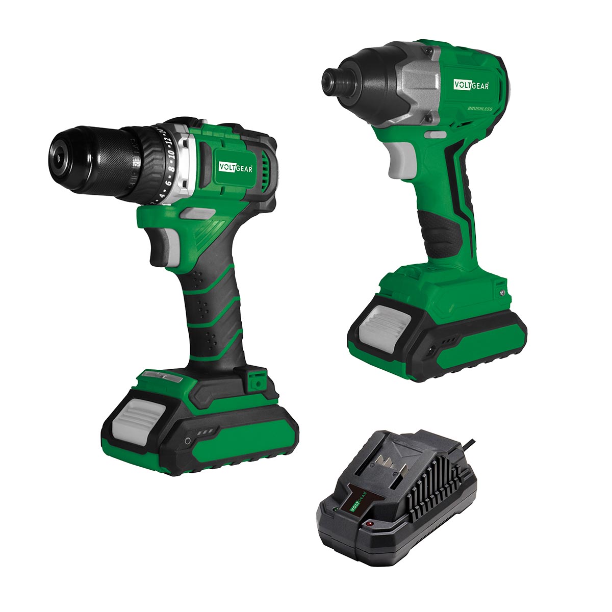 Verktøypakke Skrutrekker x2 Med Ladere og 2 stk Batteri 2Ah