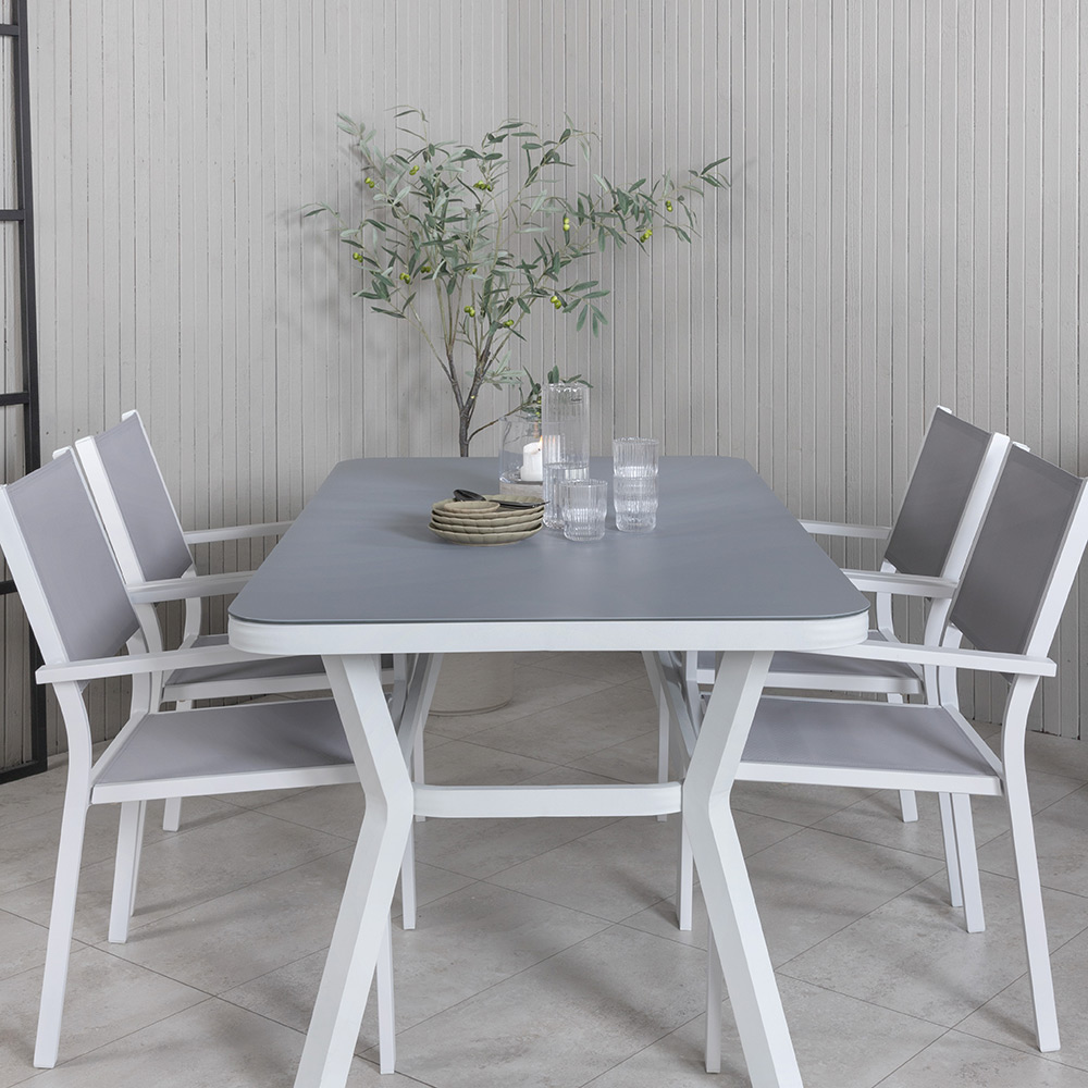 Spisegruppe Venture Home Vyn Hvit med 4 Curz Stablebare Spisestoler