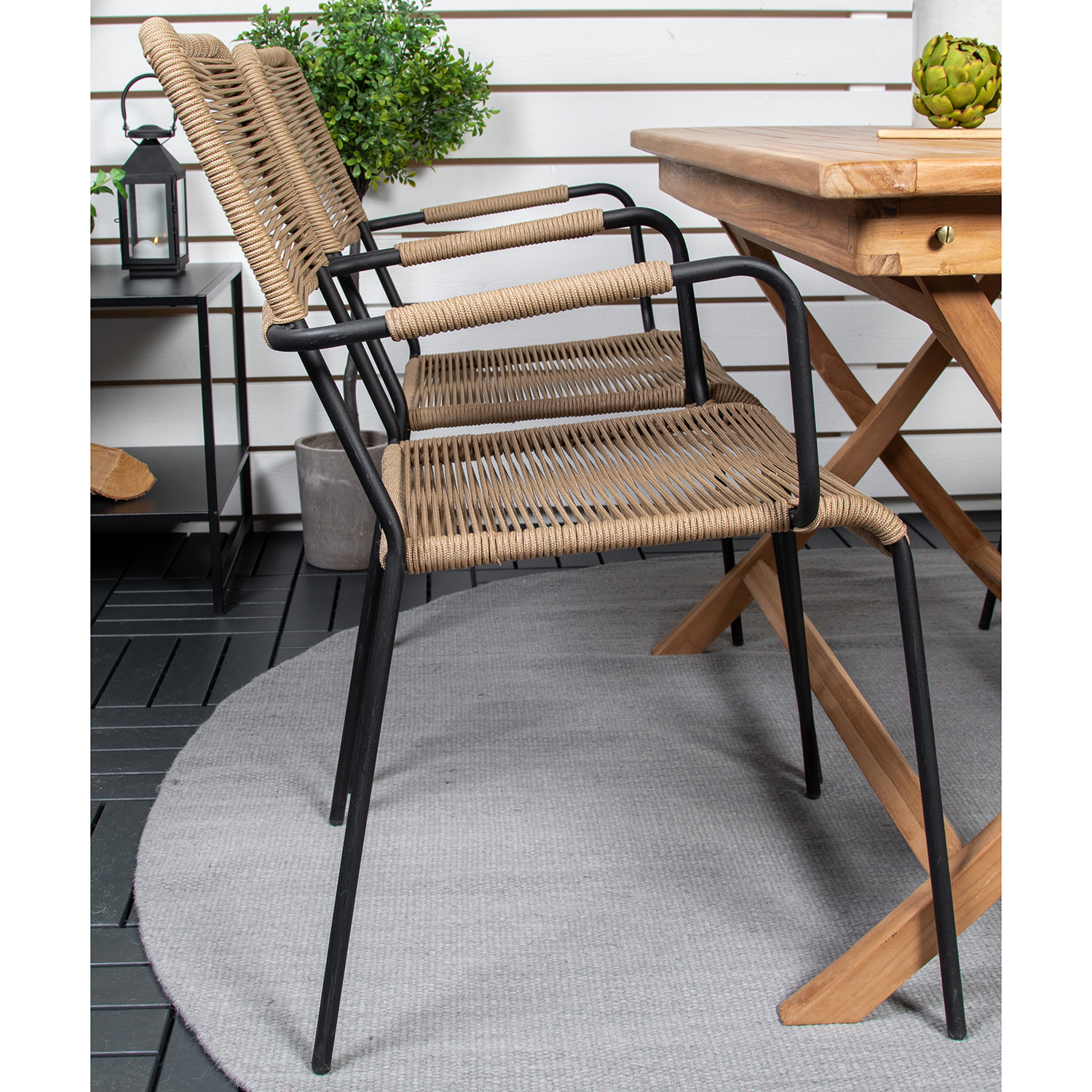 Spisegruppe Venture Home Kenya 120x70 Teak med 4 Lindos Lenestoler