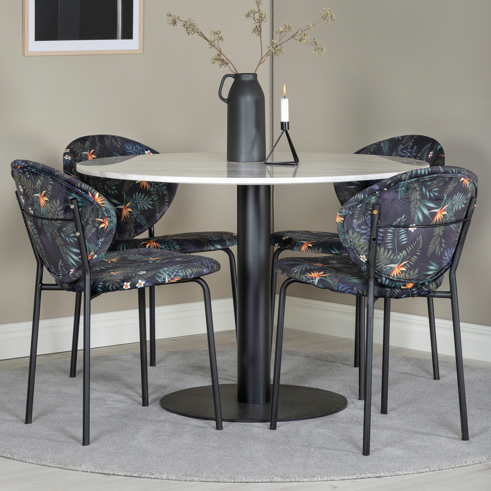 Spisegruppe Venture Home Estelle med 4 Valor Stoler Polyester