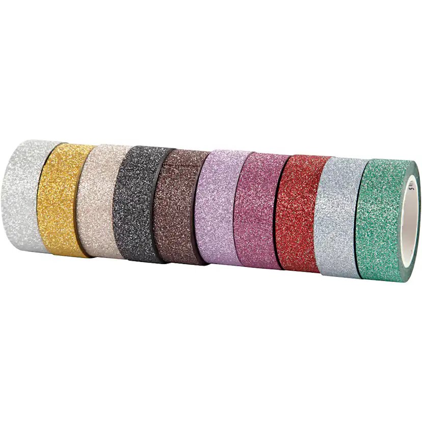 Glitterteip/Washiteip Creativ Company Ass Farger 10X6 m/1 Pk