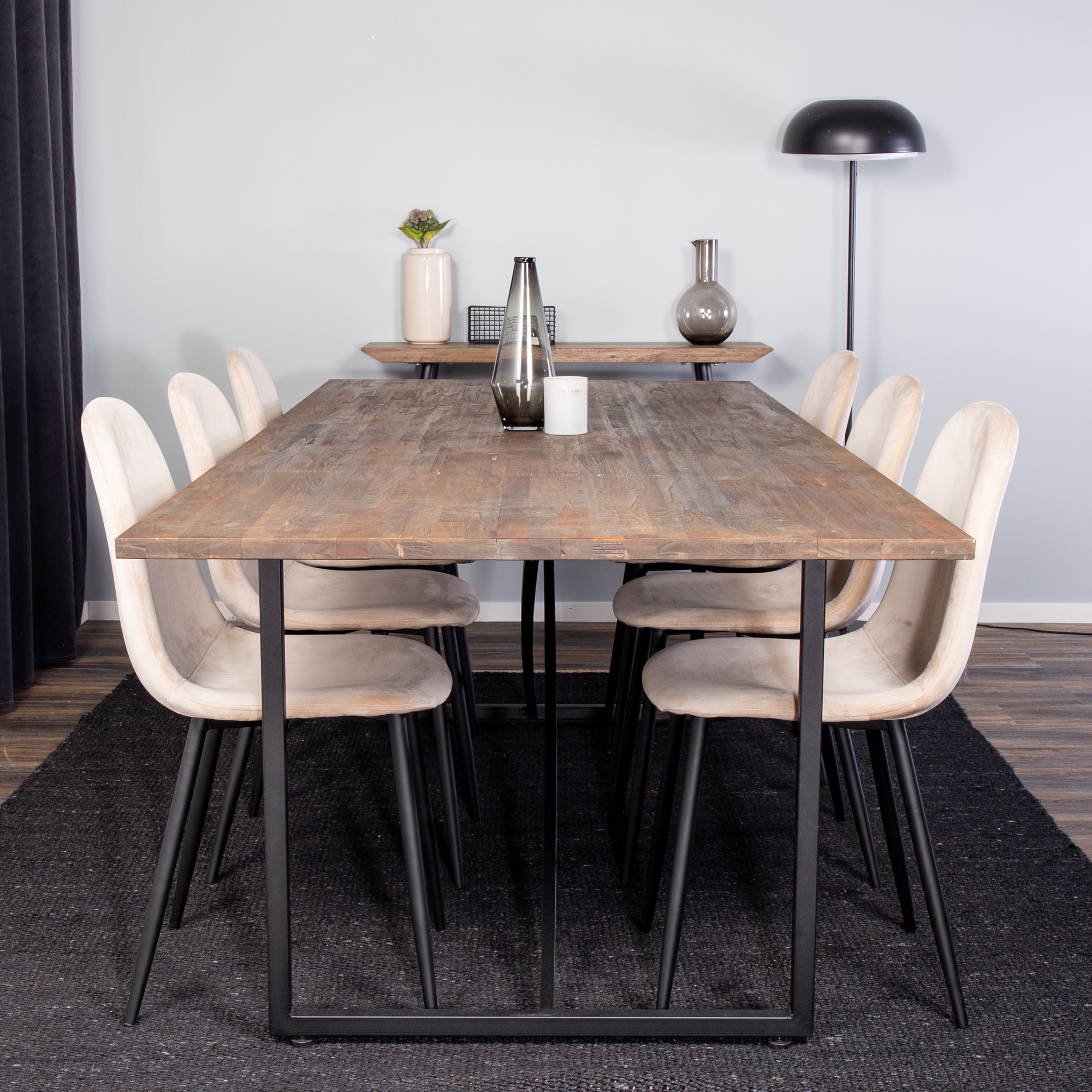 Spisegruppe Venture Home Peo med 6 Pobbie Stoler Fløyel