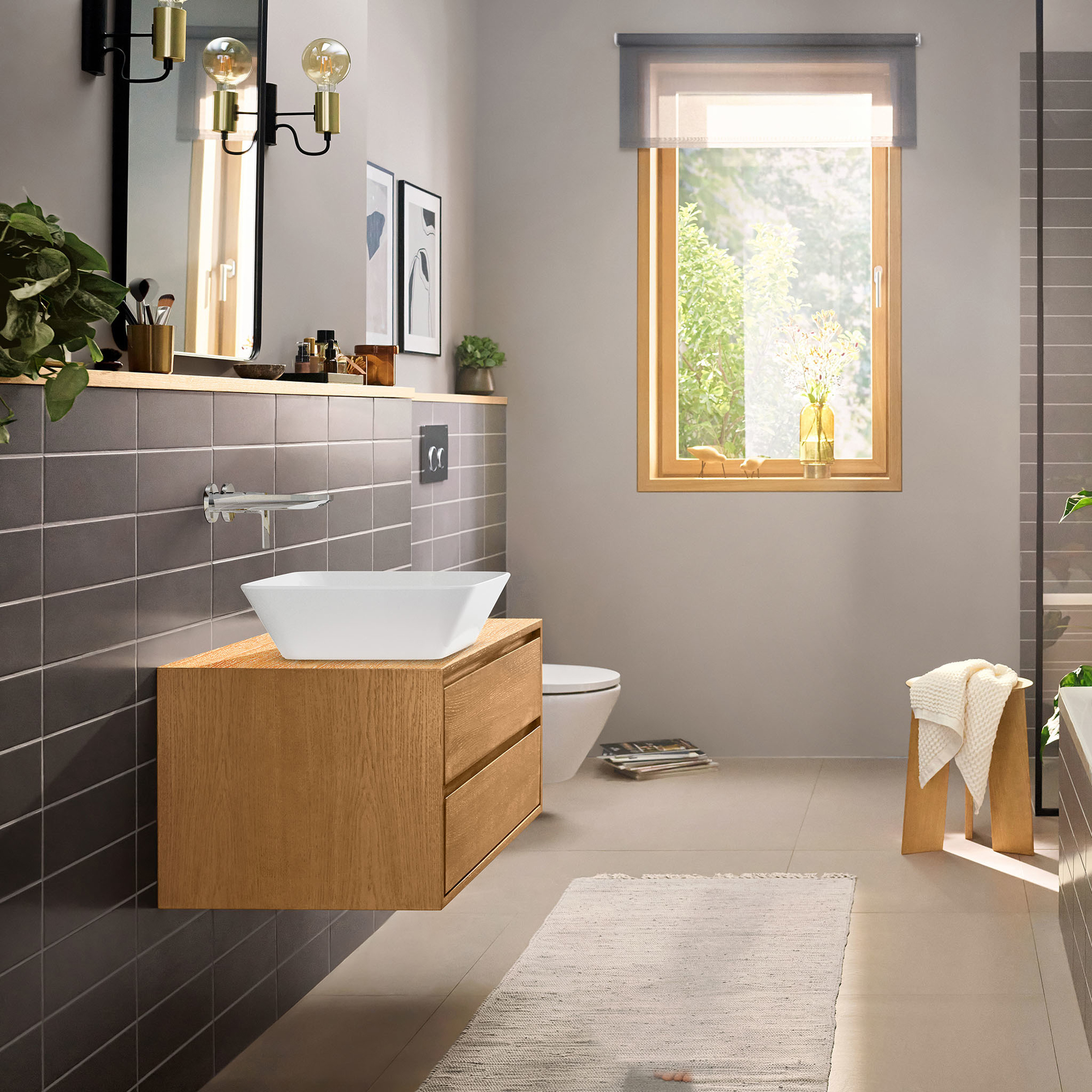 Servantbatteri Hansgrohe Rebris E 1-greps for Innbygging i Vegg med 20 cm Tut