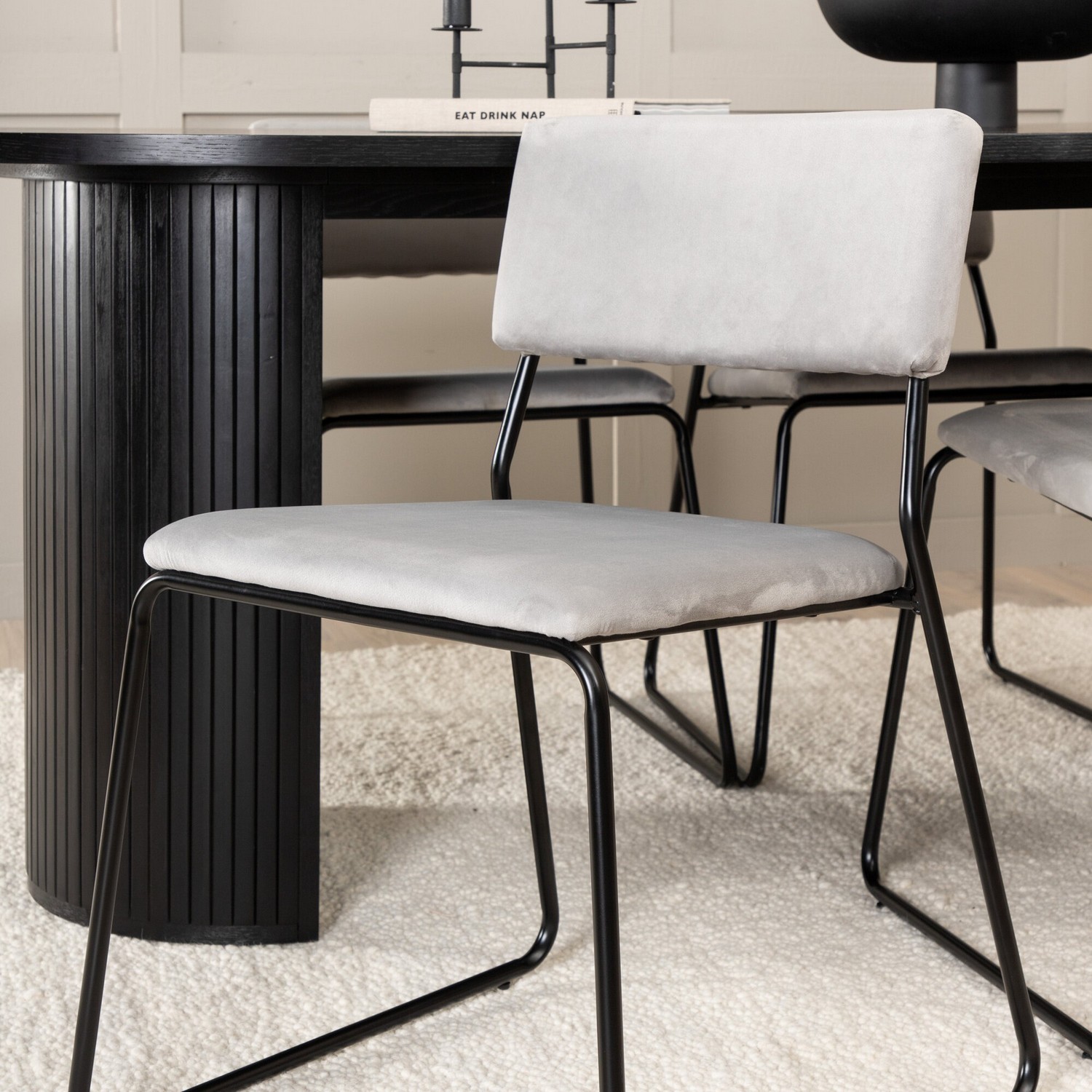Spisegruppe Venture Home Bianca Sort med 4 Kungshamn Stoler