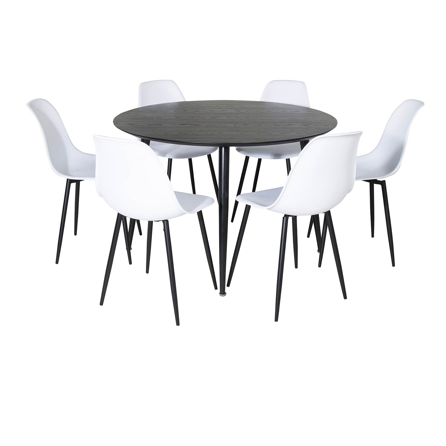Spisegruppe Venture Home Dipp Ø115 cm med 6 Polar Plast Stoler