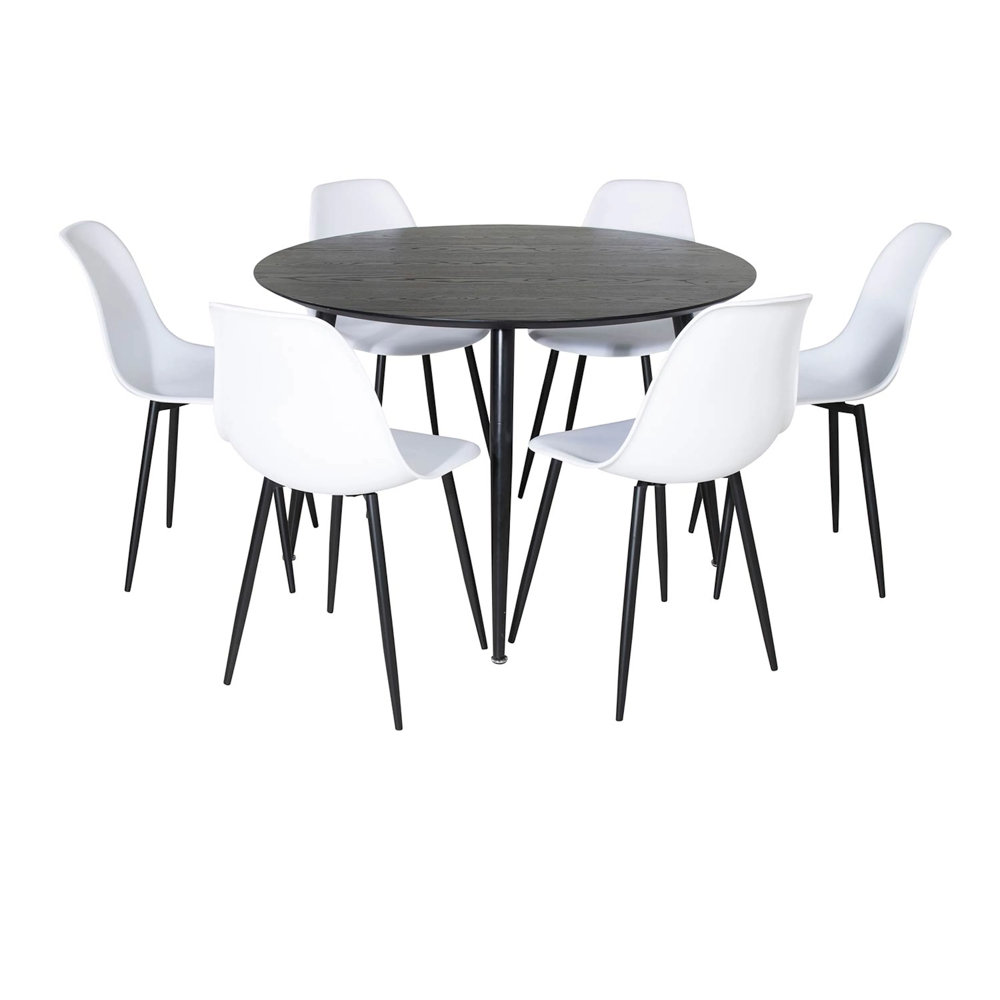 Spisegruppe Venture Home Dipp Ø115 cm med 6 Polar Plast Stoler
