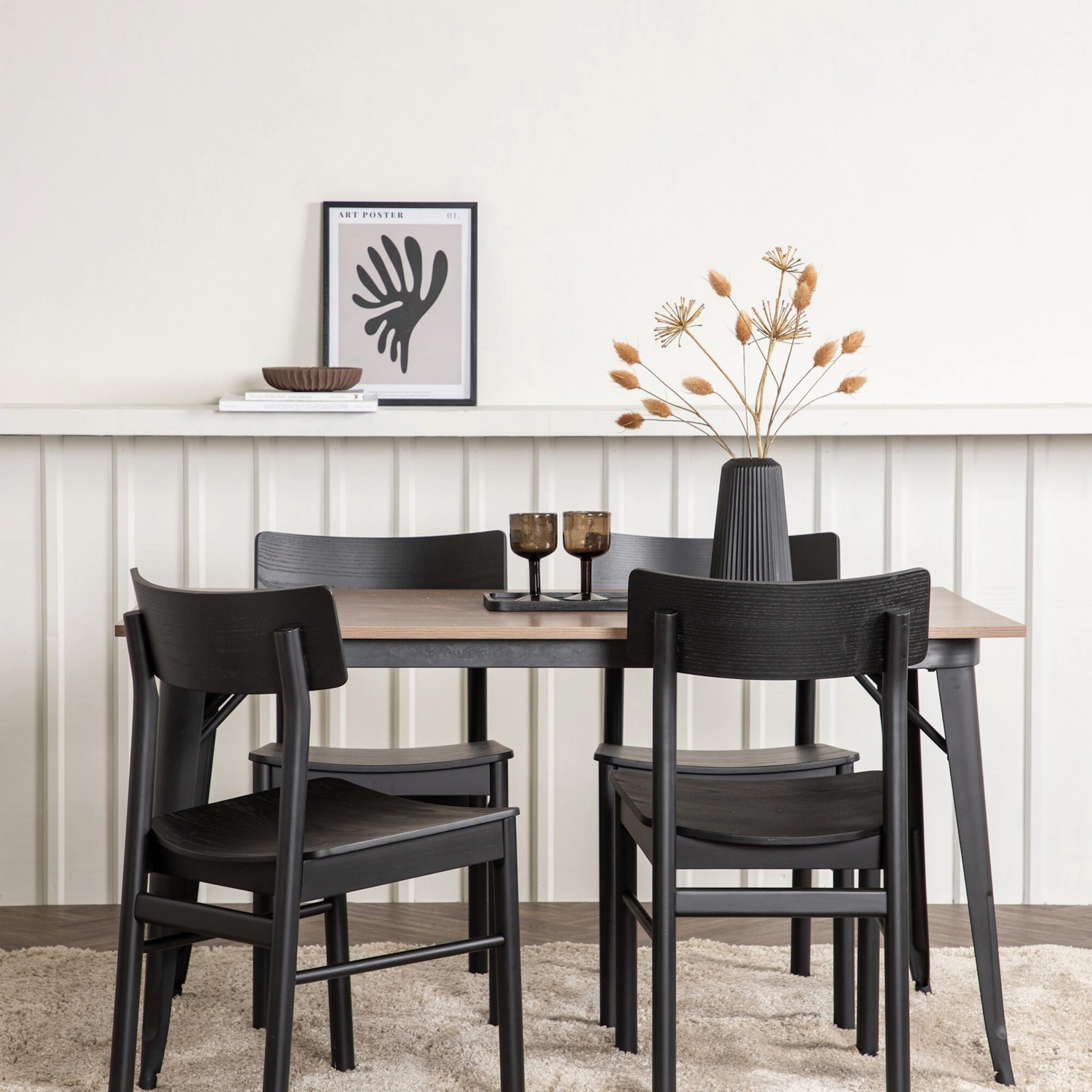 Spisegruppe Venture Home Tempe med 4 Montros Stoler