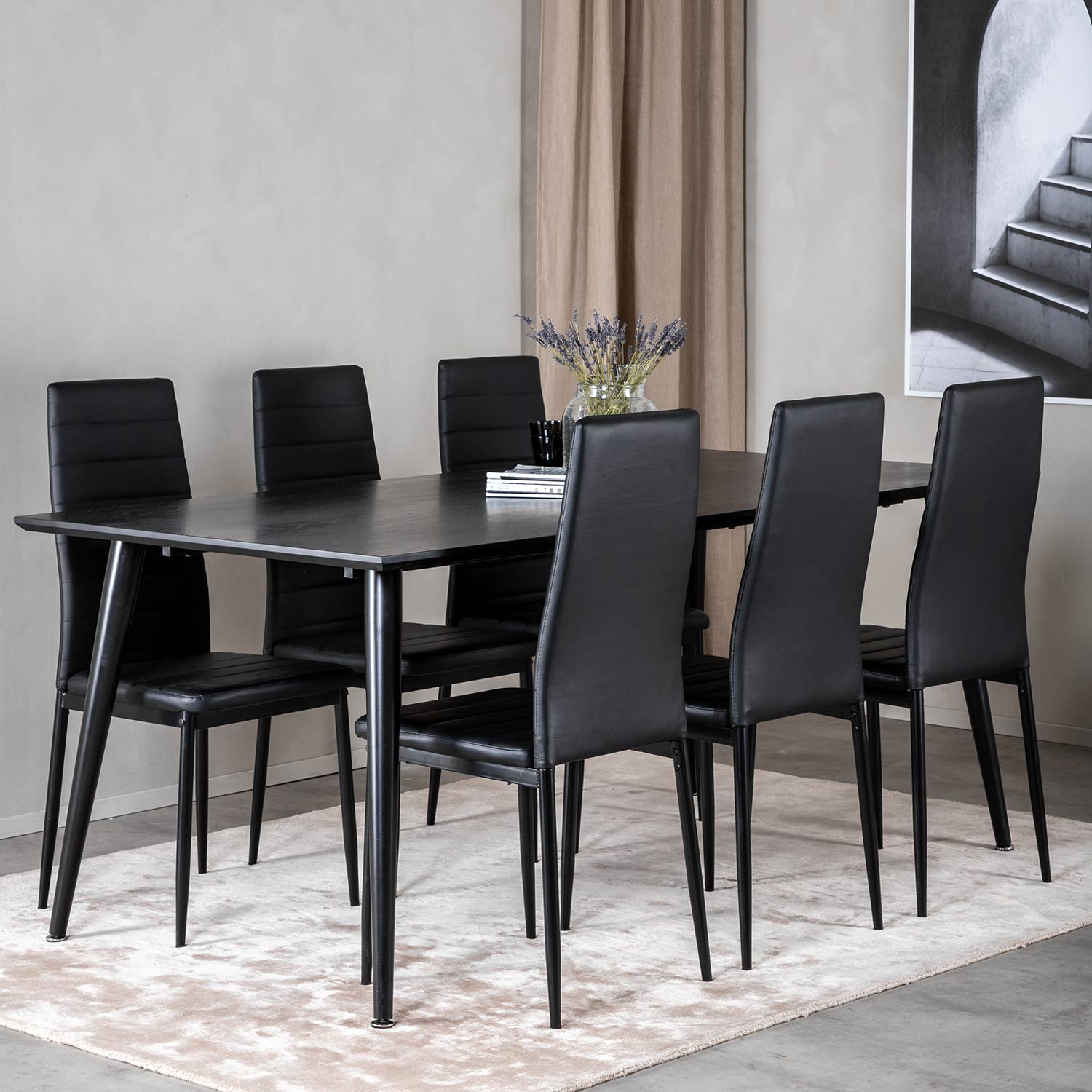 Spisegruppe Venture Home Dipp med 6 Slim Stoler