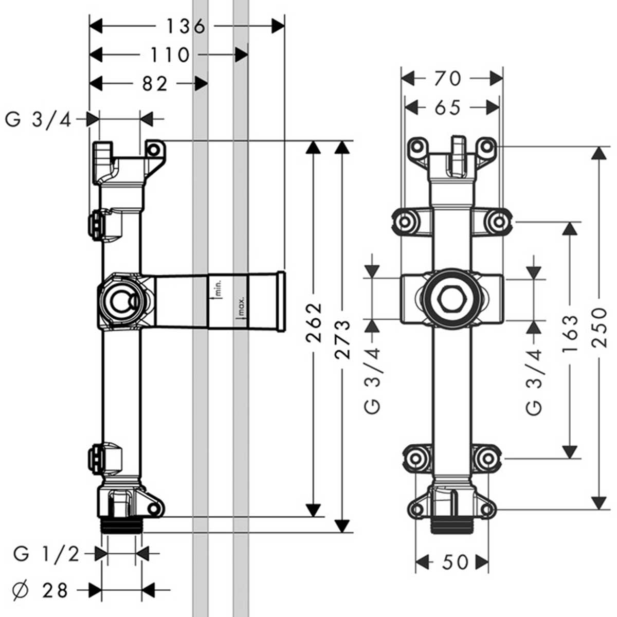 Utløpsrør Axor ShowerCollection 240/120 for Innbygging