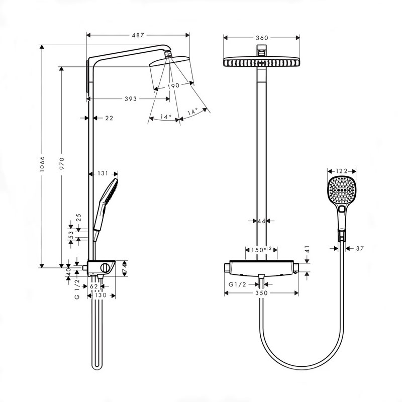 Takdusjsett Hansgrohe Raindance E Showerpipe 360 1jet