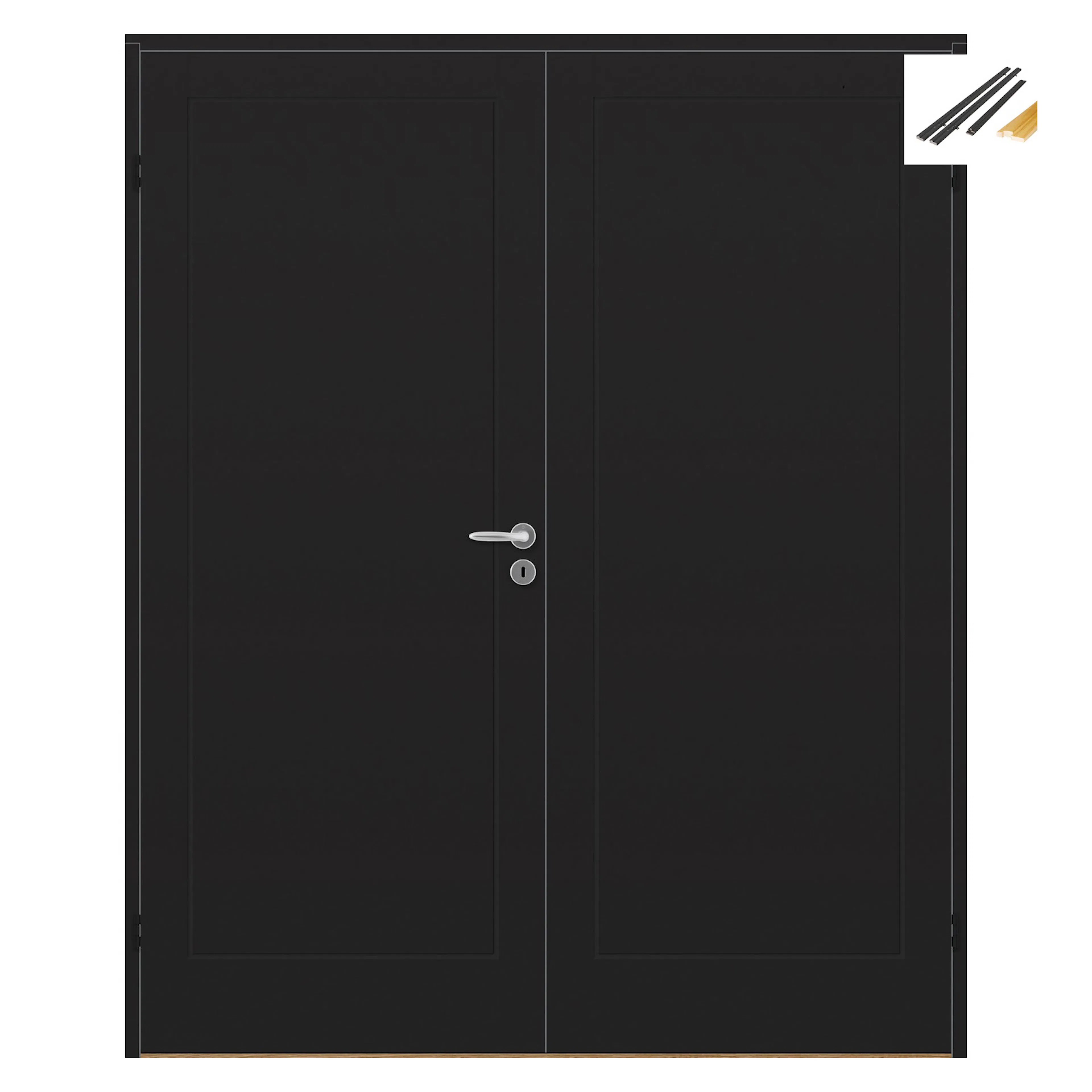DØRBL TF MAGNUS KOMPAKT 13X20 DSOR med Karmsett BxH: 133x200 (dørbladmål: 62,5+62,5x194), NCS S-8500-N, Dempet Sort