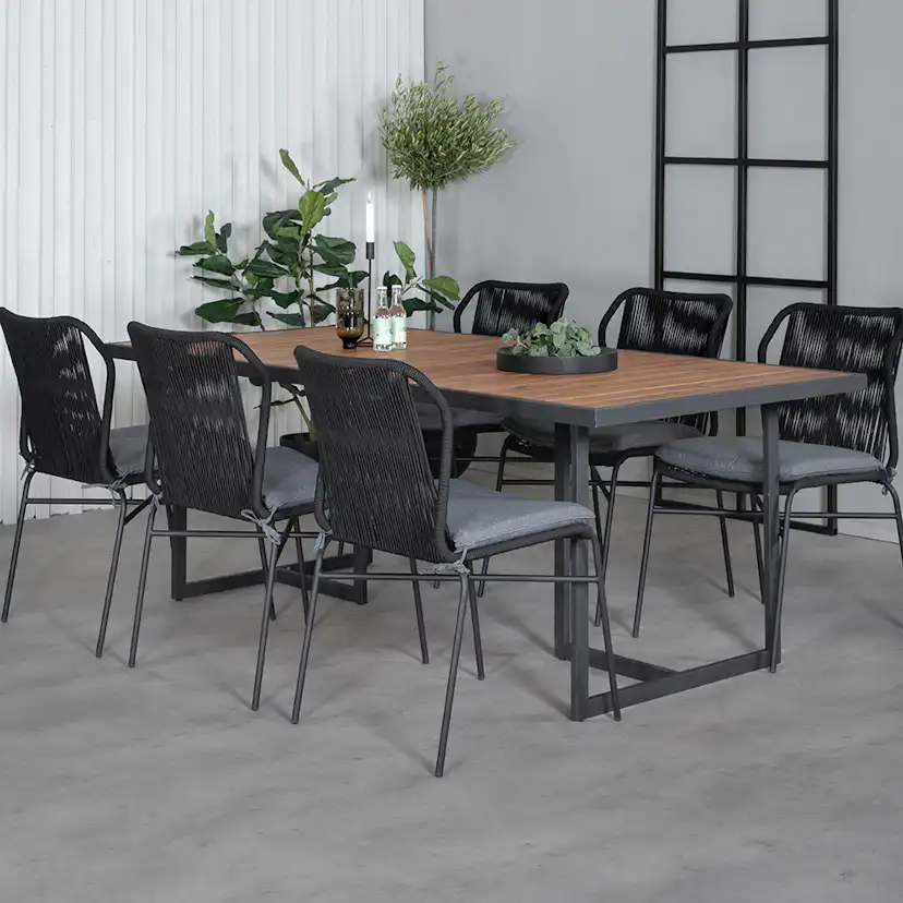Spisegruppe Venture Home King med 6 Julle Stablebare Spisestoler