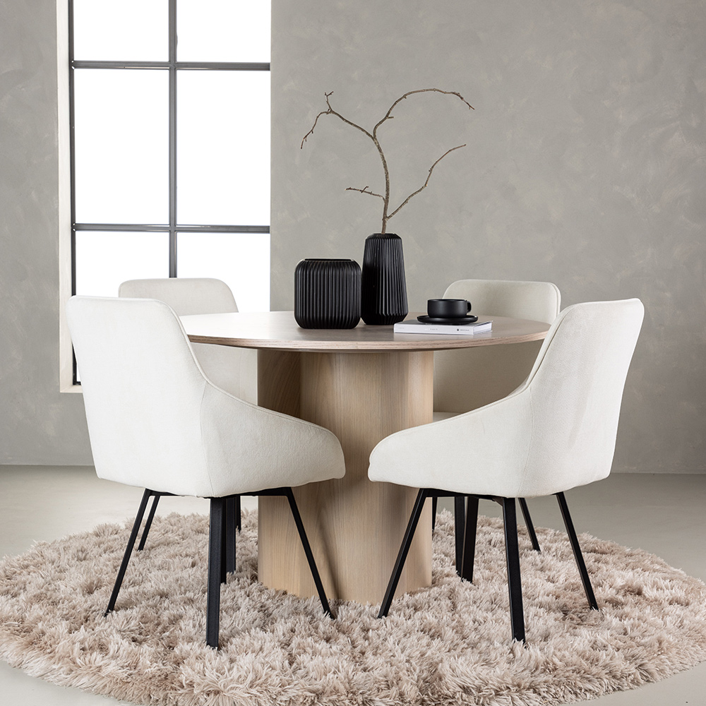 Spisegruppe Venture Home Olivia Ø110 cm med 4 stk Rosie Stoler