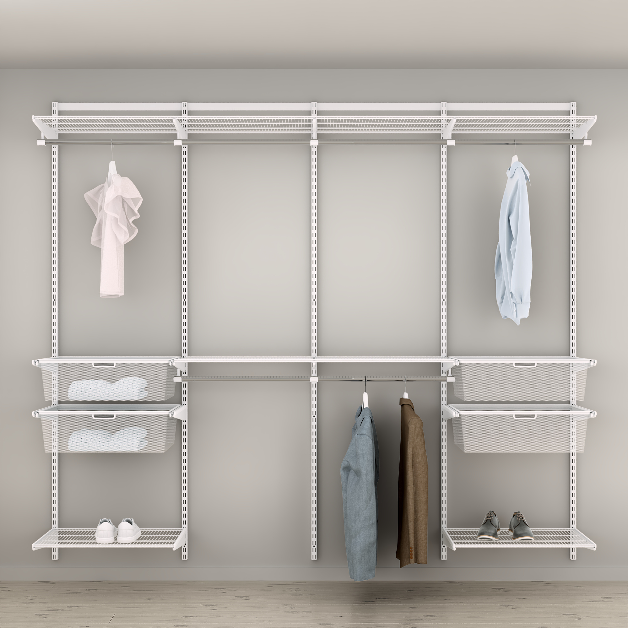 Innredningsløsning Elfa Garderobe Nr 18 Hvit B: 2496 mm