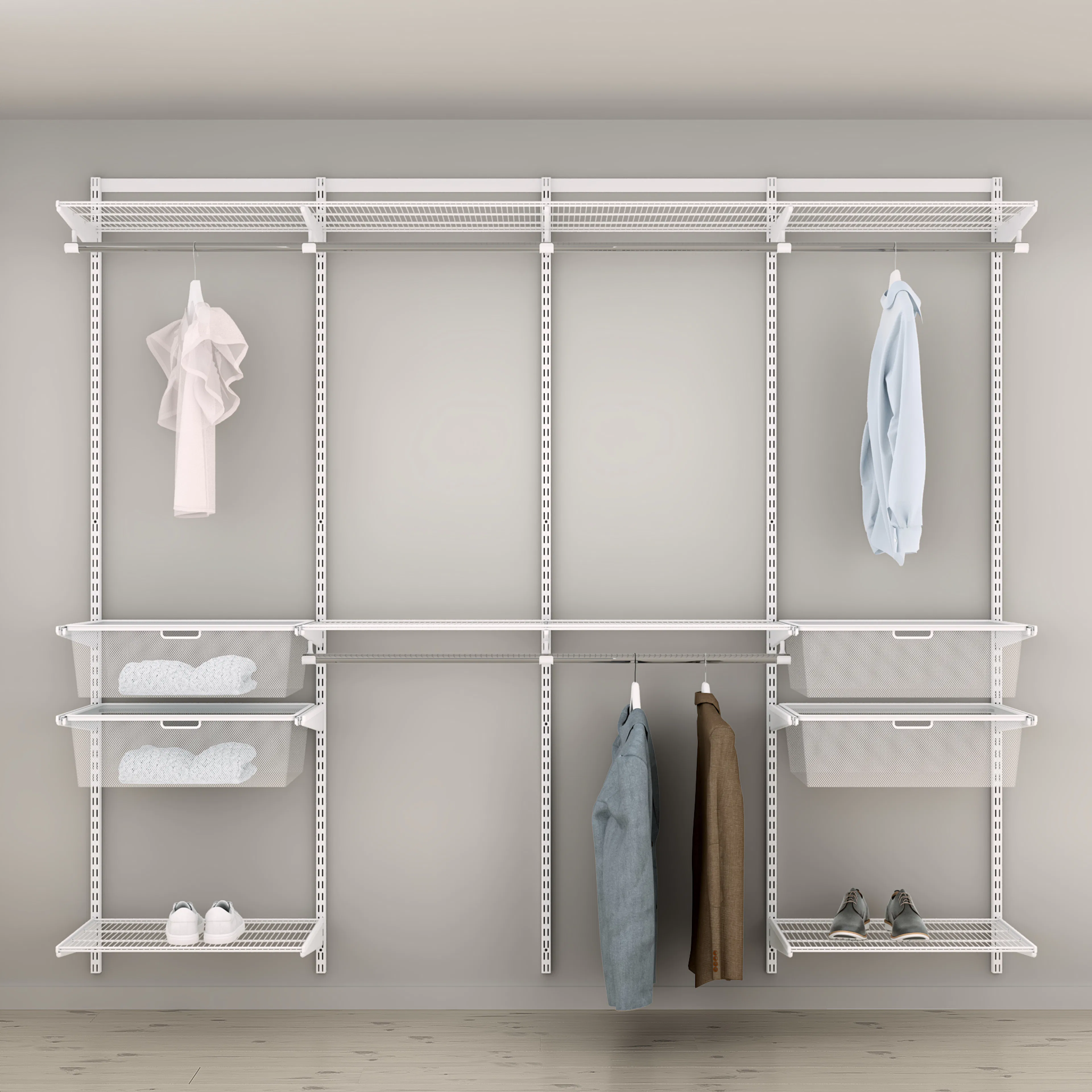Innredningsløsning Elfa Garderobe Nr 18 Hvit B: 2496 mm