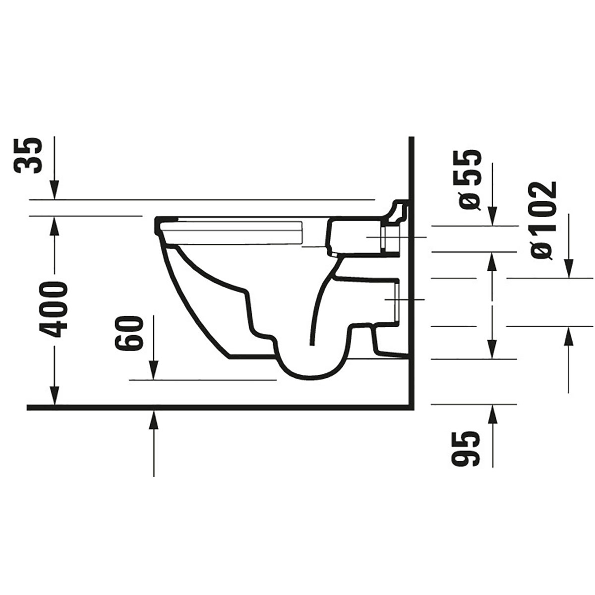 Vegghengt Toalett Duravit Starck 3 Rimless med Toalettsete
